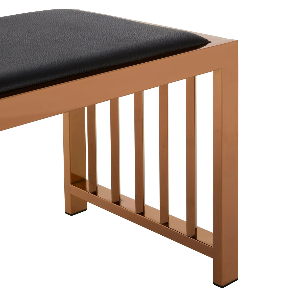 Porto Black Leather Bench