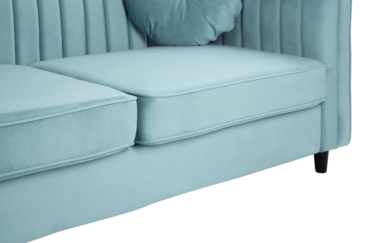 Hudson Three Seat Velvet Sofa #colour_pastel-green