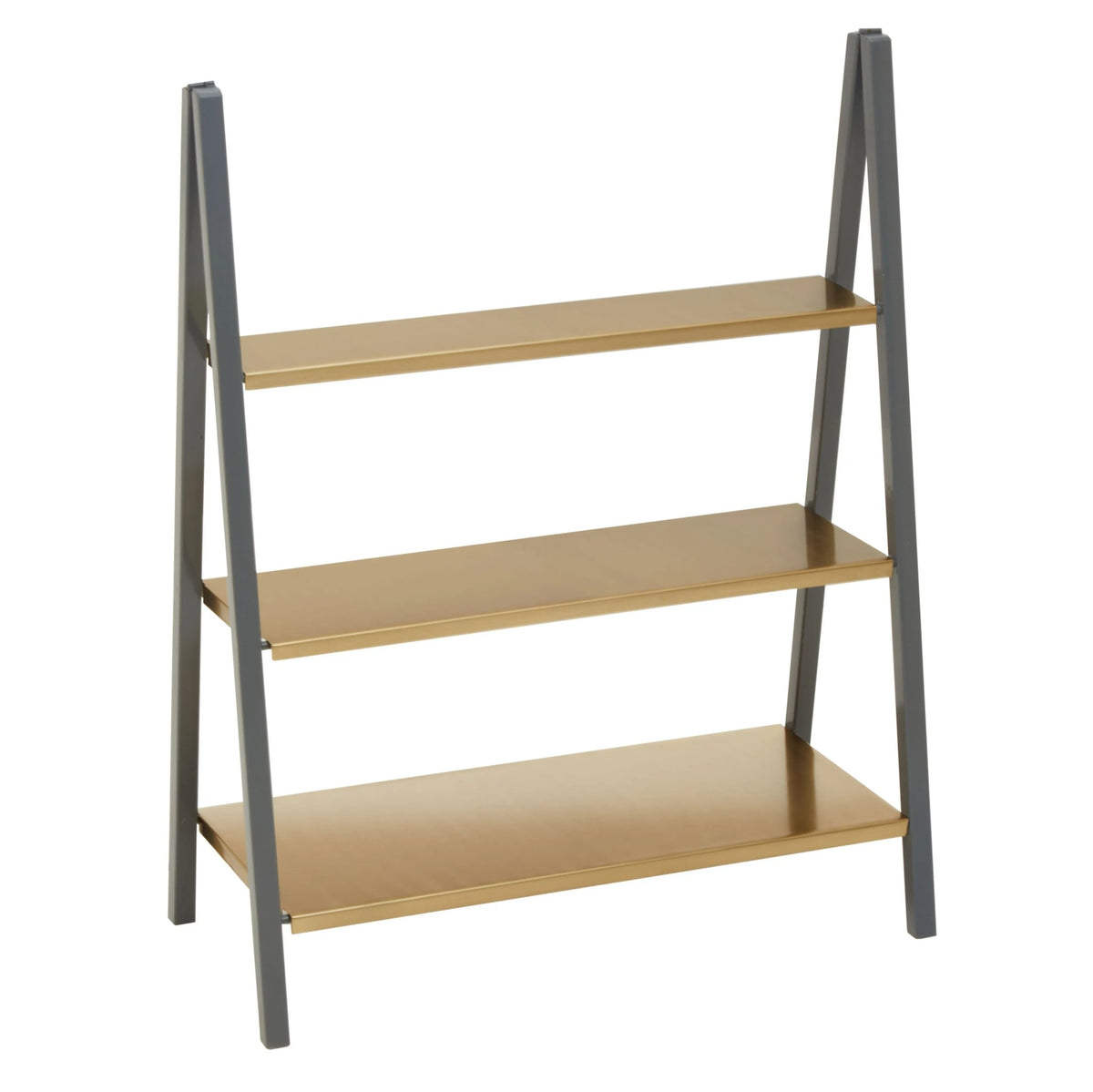 Devon Grey and Gold Finish Three Tier Ladder Shelf Unit
