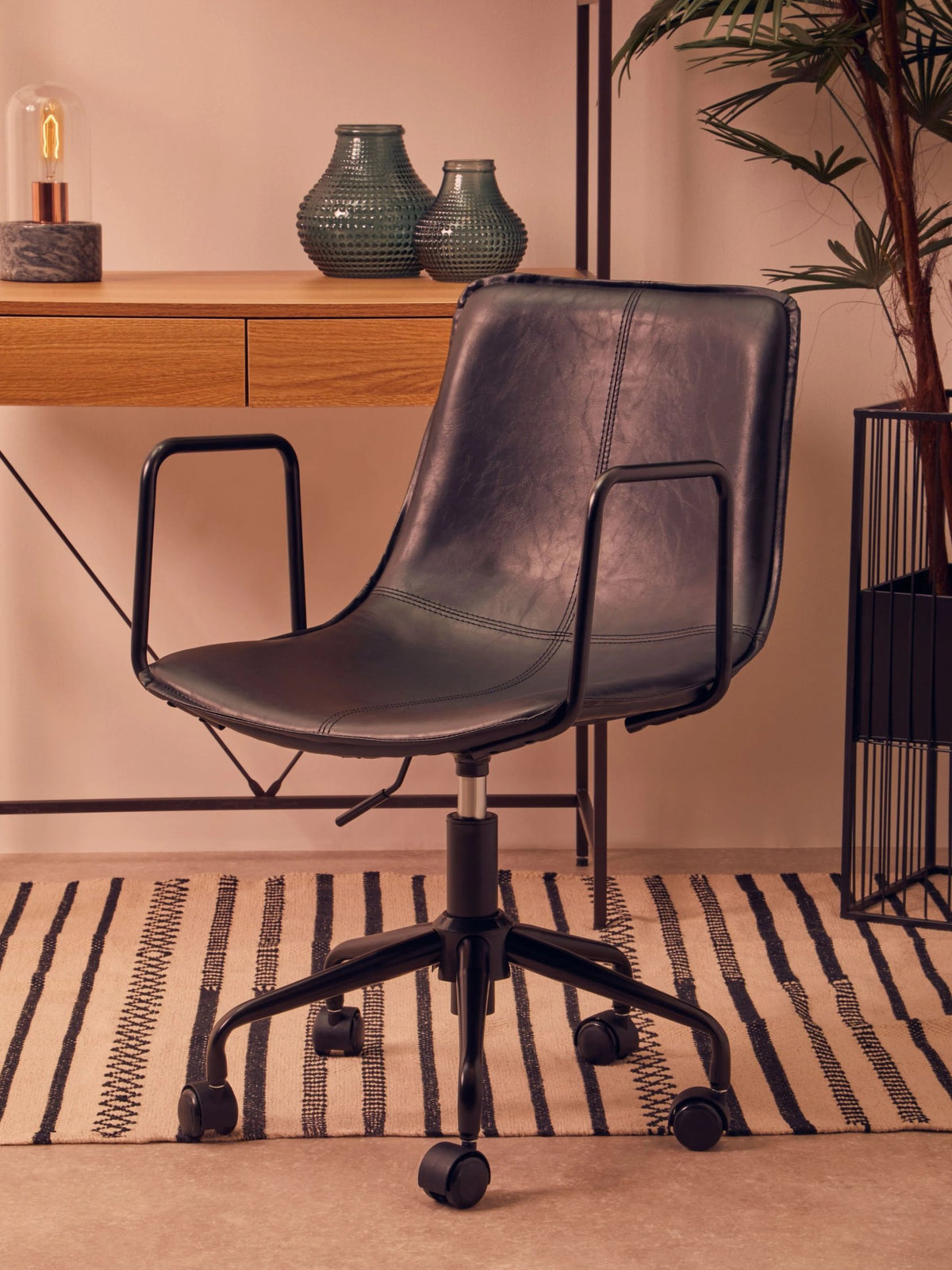 Otley Leather Effect Home Office Chair #colour_black