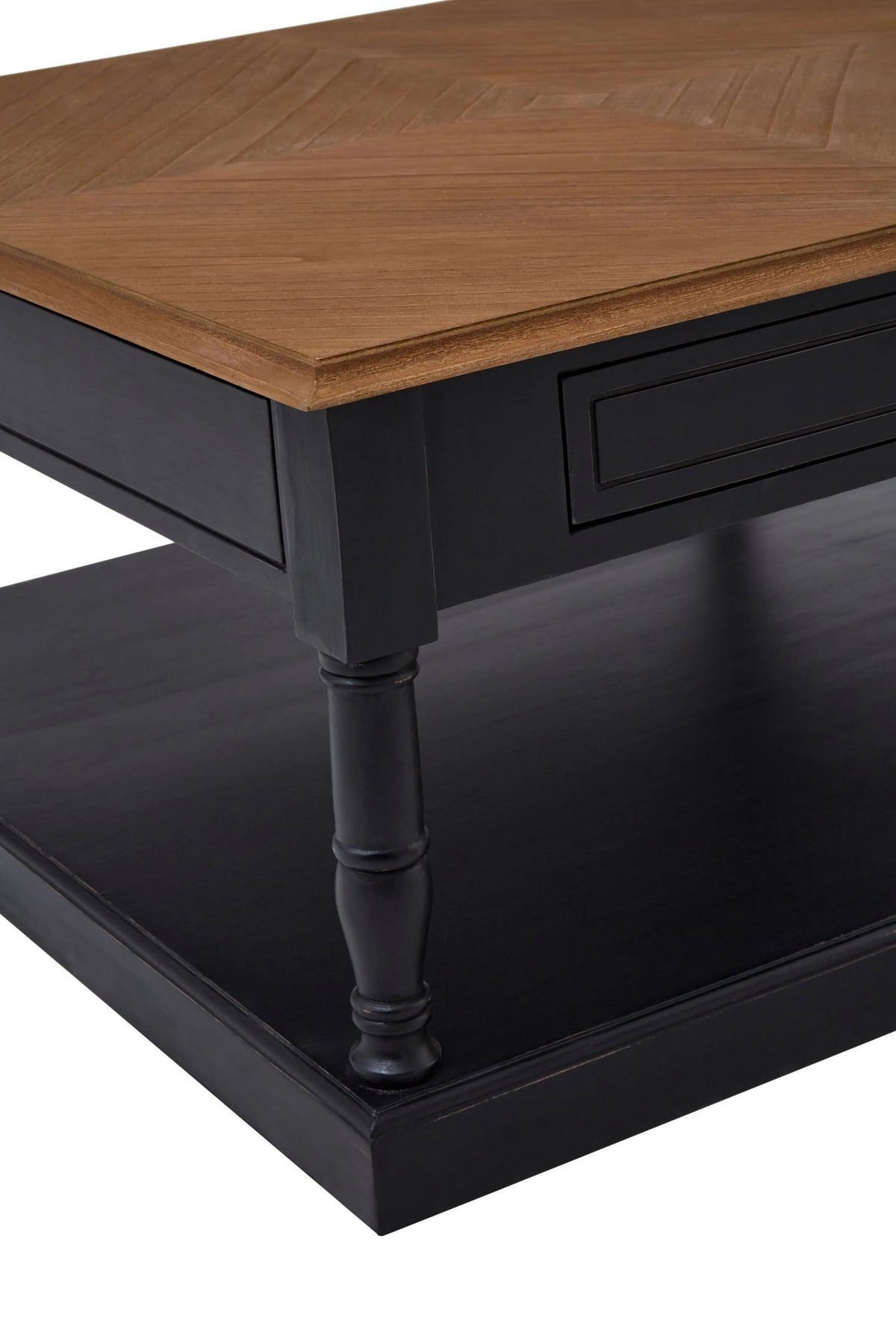 Stirling Black and Natural Wooden Coffee Table with Drawer
