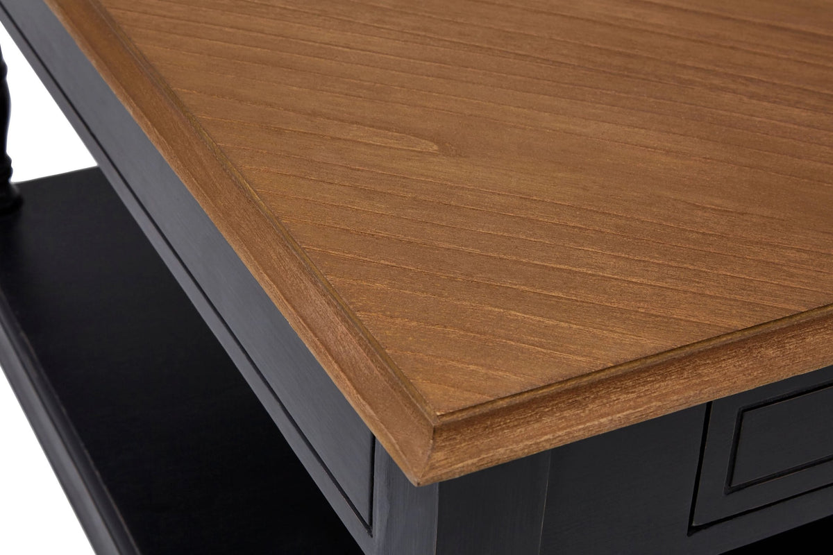 Stirling Black and Natural Wooden Coffee Table with Drawer