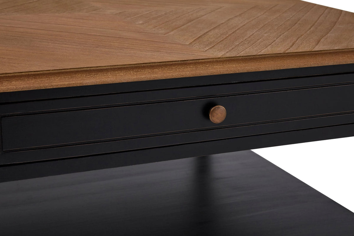 Stirling Black and Natural Wooden Coffee Table with Drawer