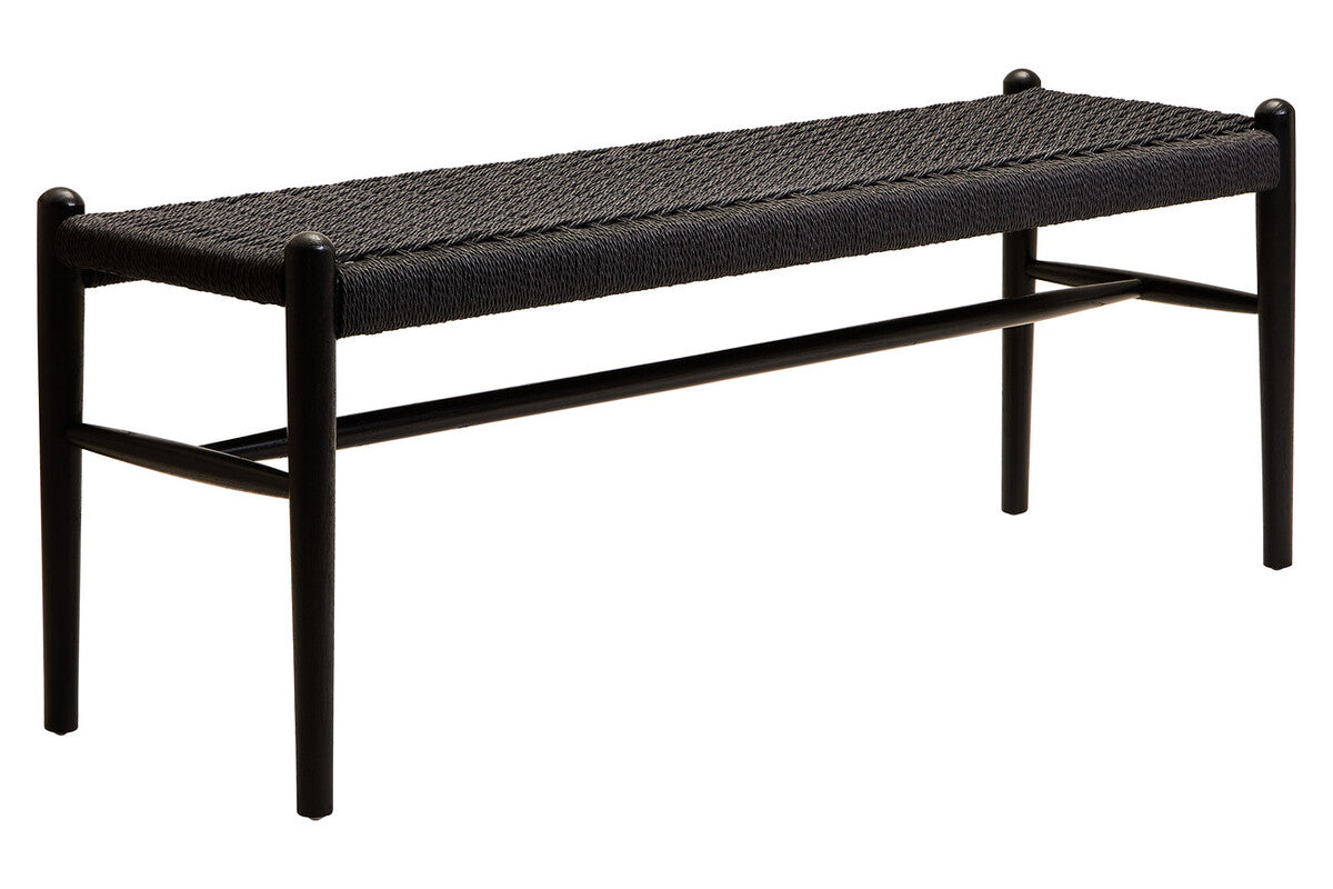 Stirling Black Rope and Elm Wood Bench