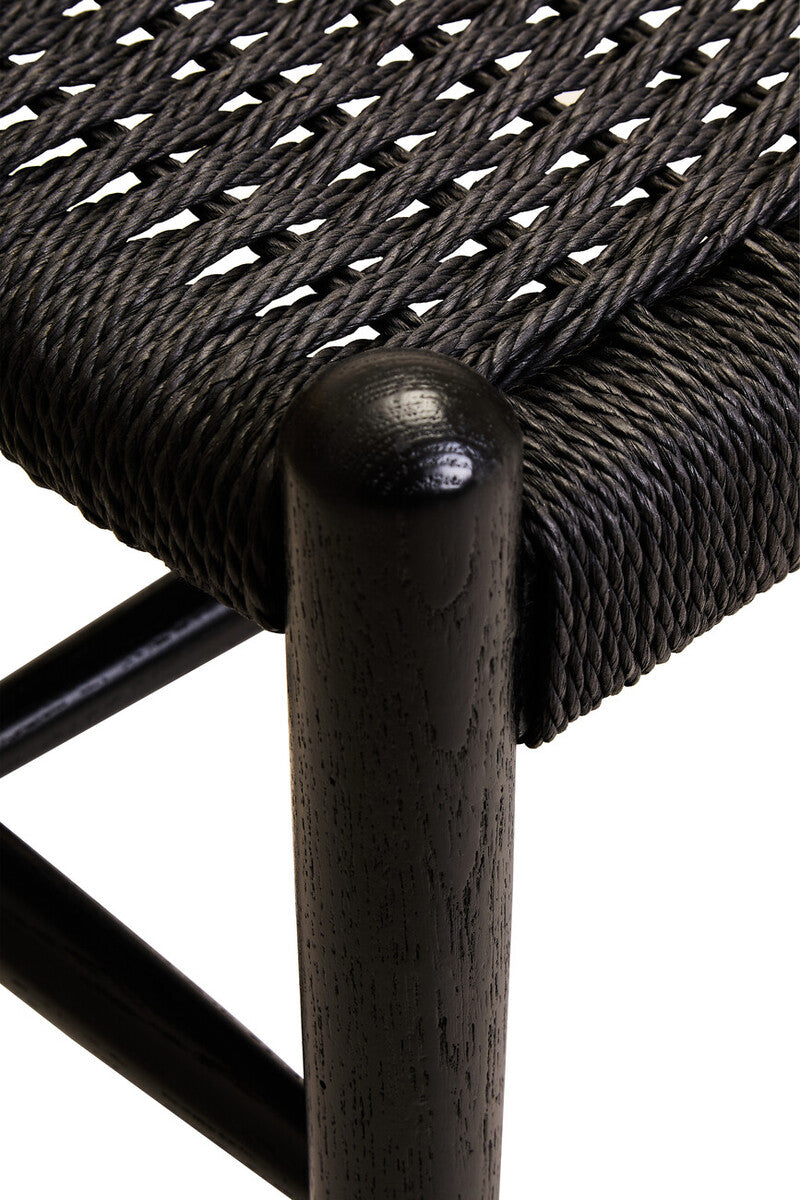 Stirling Black Rope and Elm Wood Bench