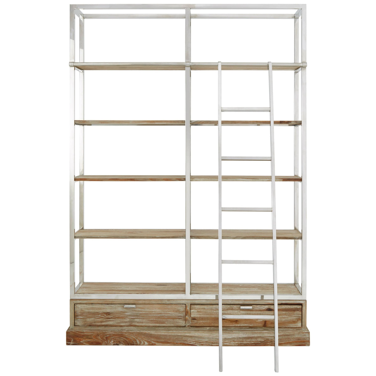Notting White Wash Pine Wood Shelving Unit with Ladder
