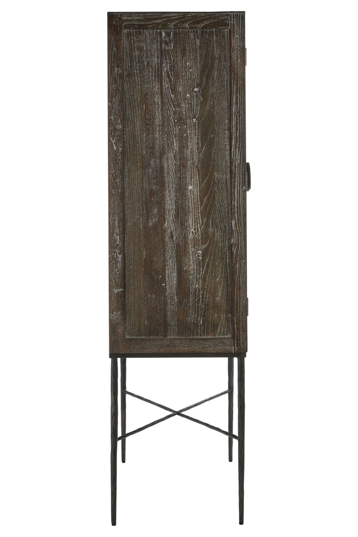 Notting Grey Wash Recycled Elm Wood 2 Door Wine Cabinet