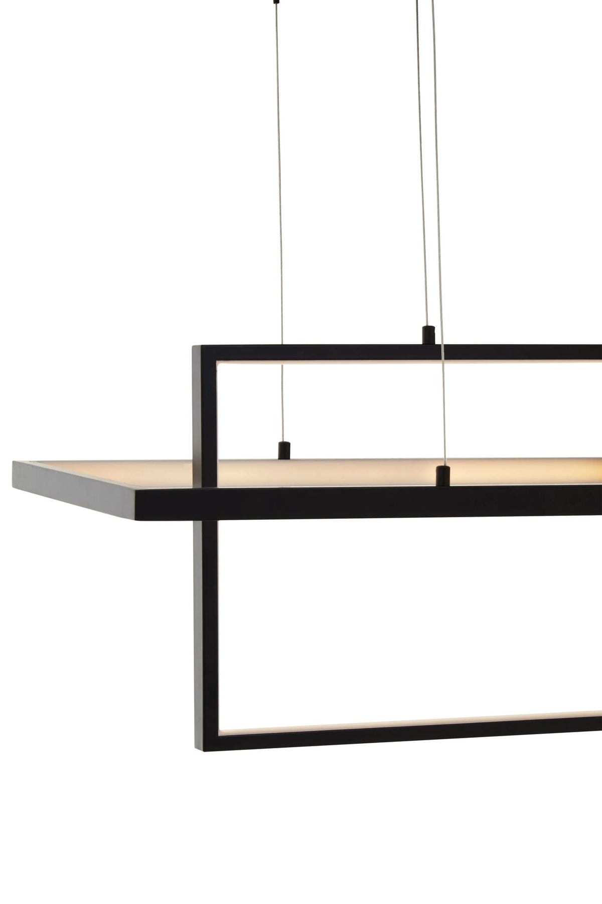 Worthing Black Finish Triple Rectangular Pendant Light