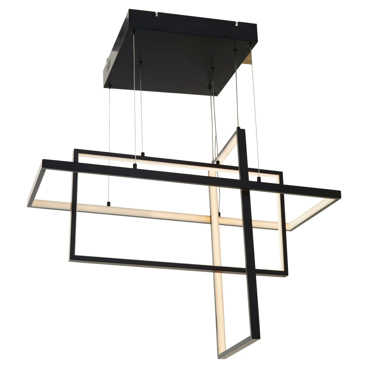 Worthing Black Finish Triple Rectangular Pendant Light