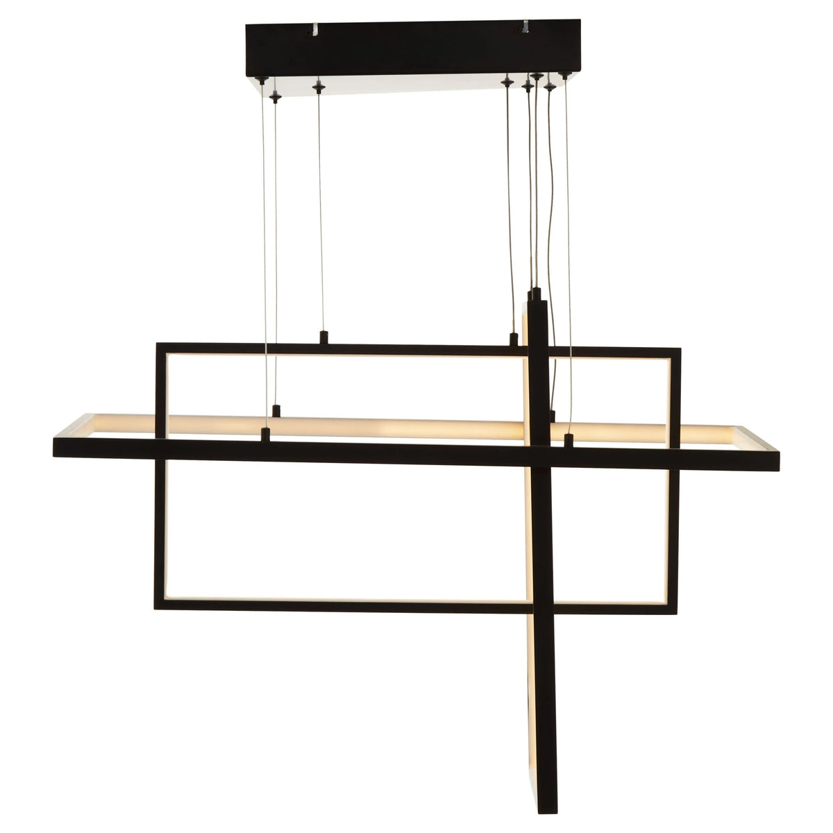 Worthing Black Finish Triple Rectangular Pendant Light
