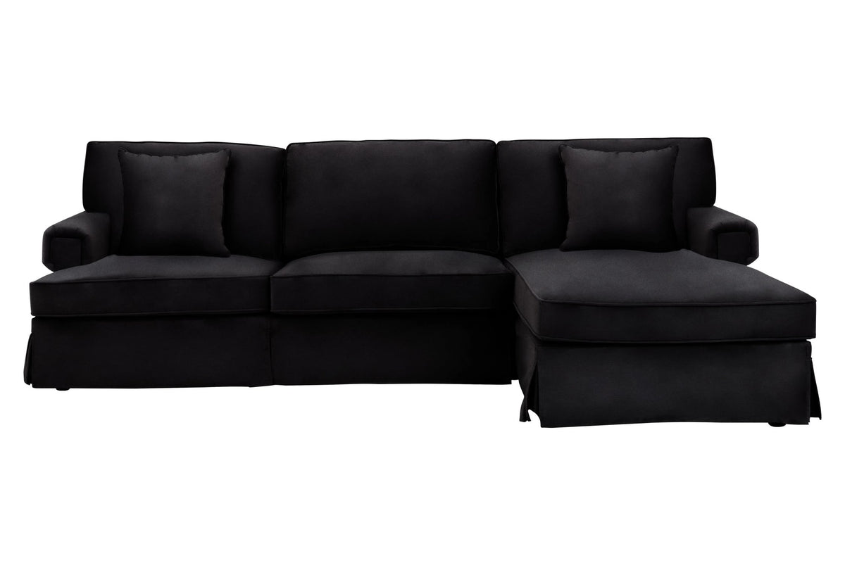 Whitby Three Seat Velvet Right Chaise Sofa