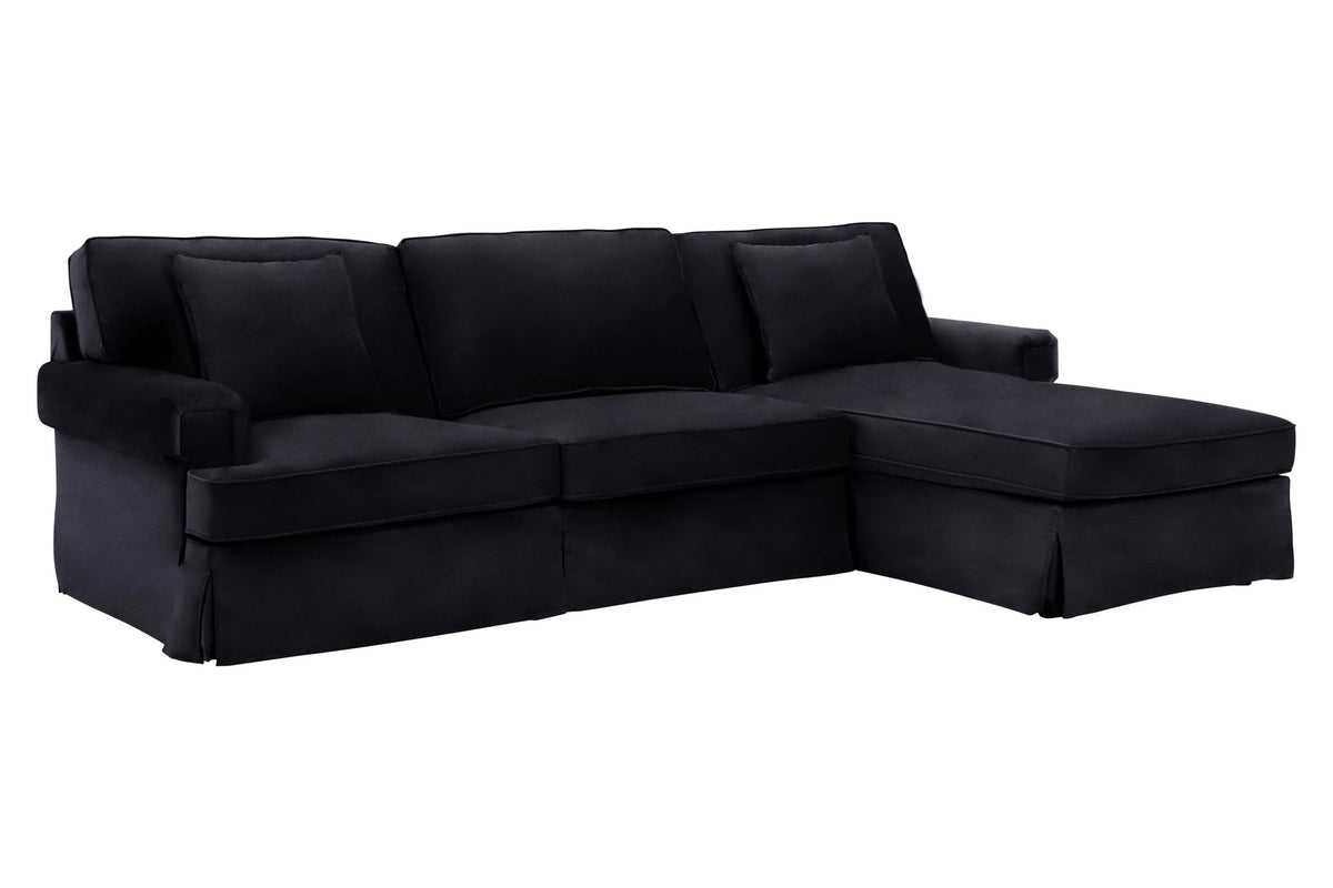 Whitby Three Seat Velvet Right Chaise Sofa