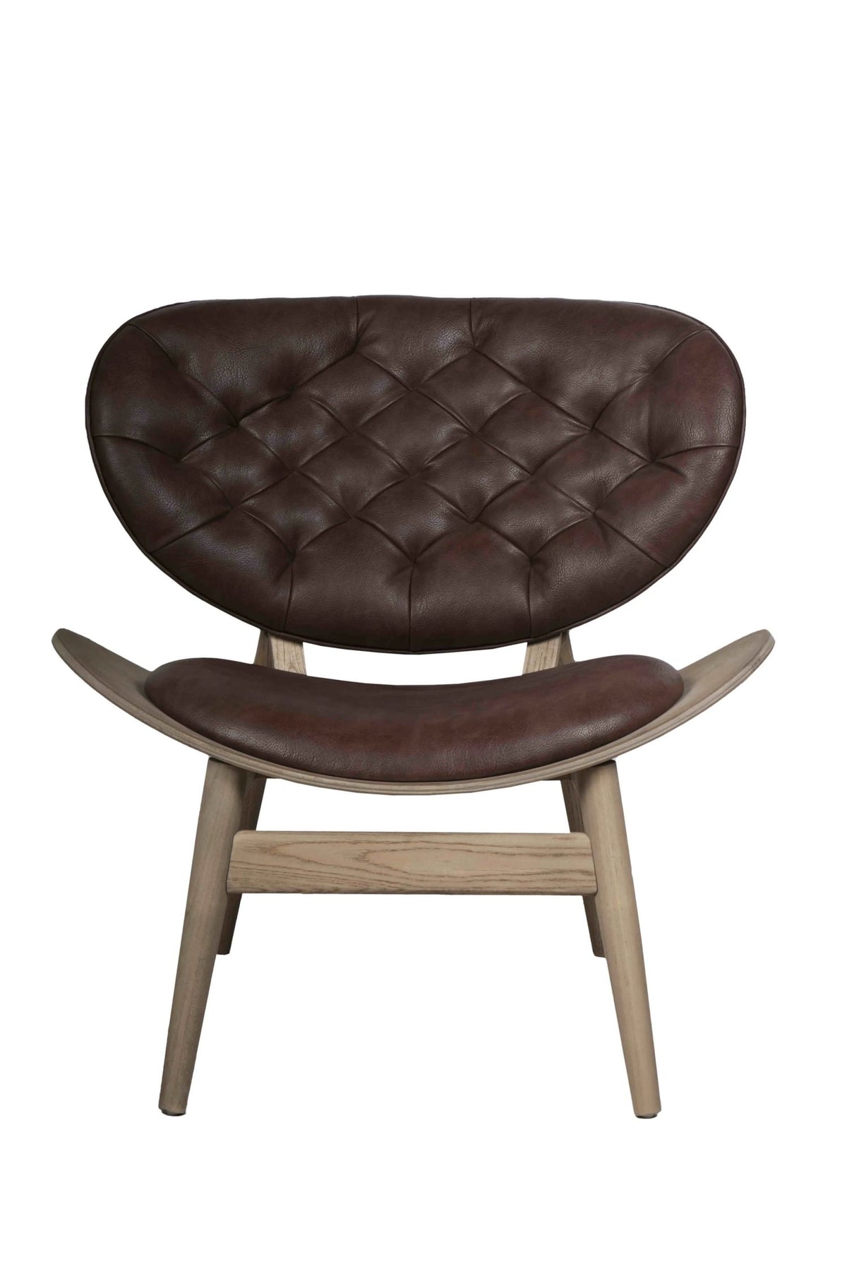 Harrogate Brown Leather Effect Chair with Elm Wood Frame