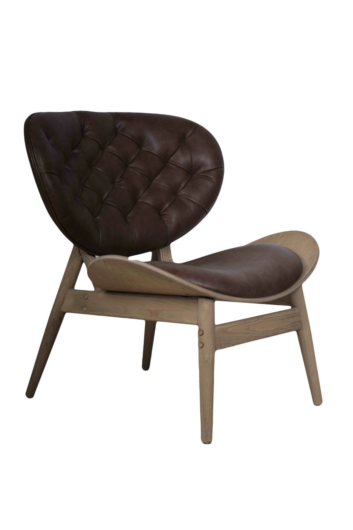 Harrogate Brown Leather Effect Chair with Elm Wood Frame