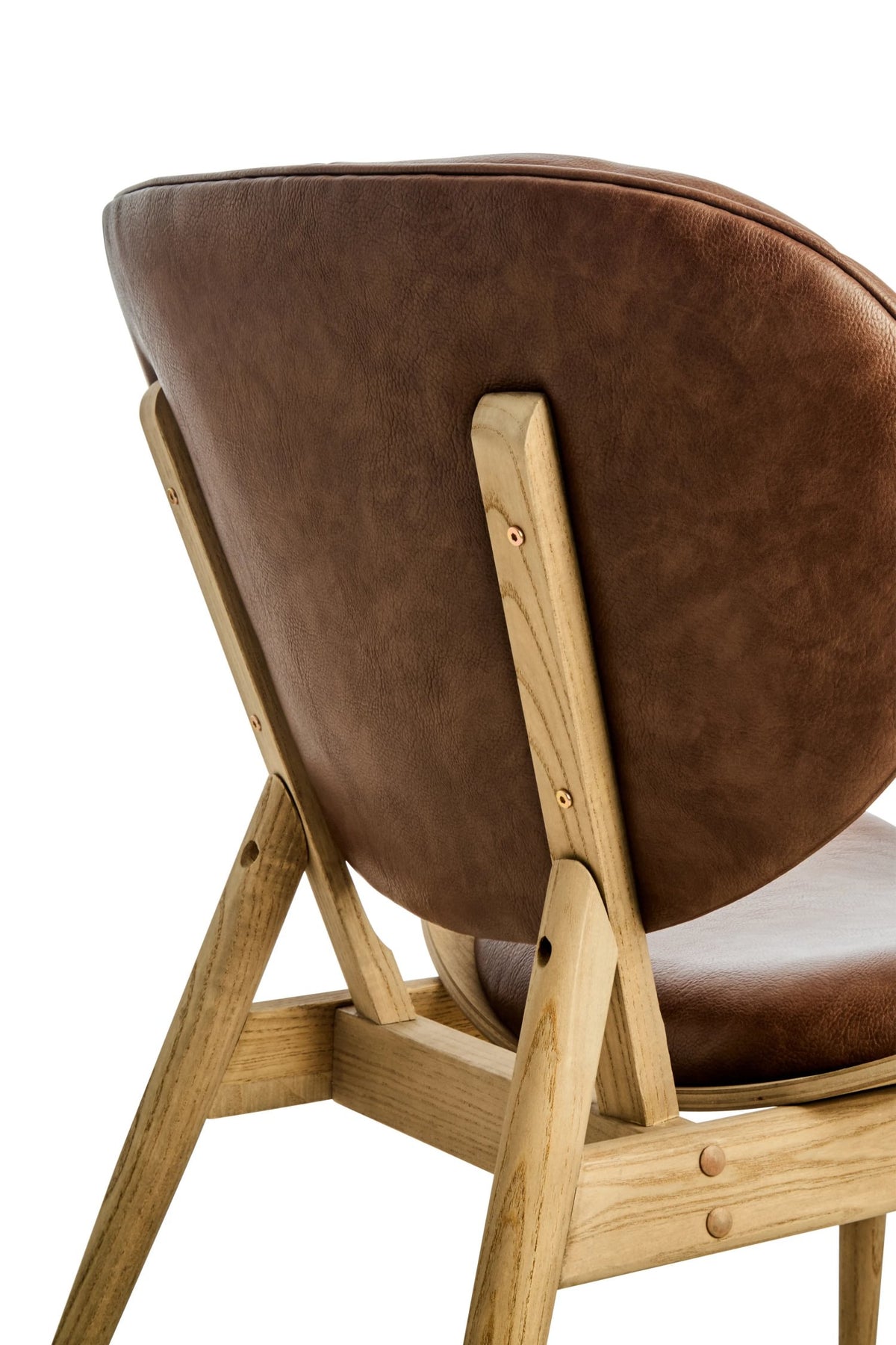 Harrogate Brown Leather Effect Chair with Elm Wood Frame