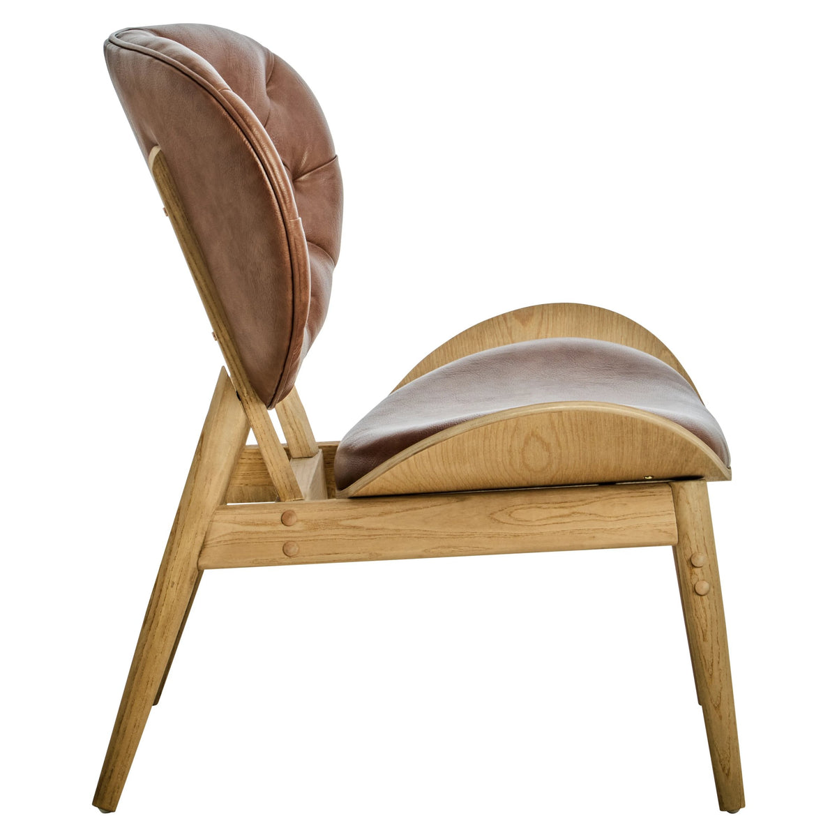 Harrogate Brown Leather Effect Chair with Elm Wood Frame