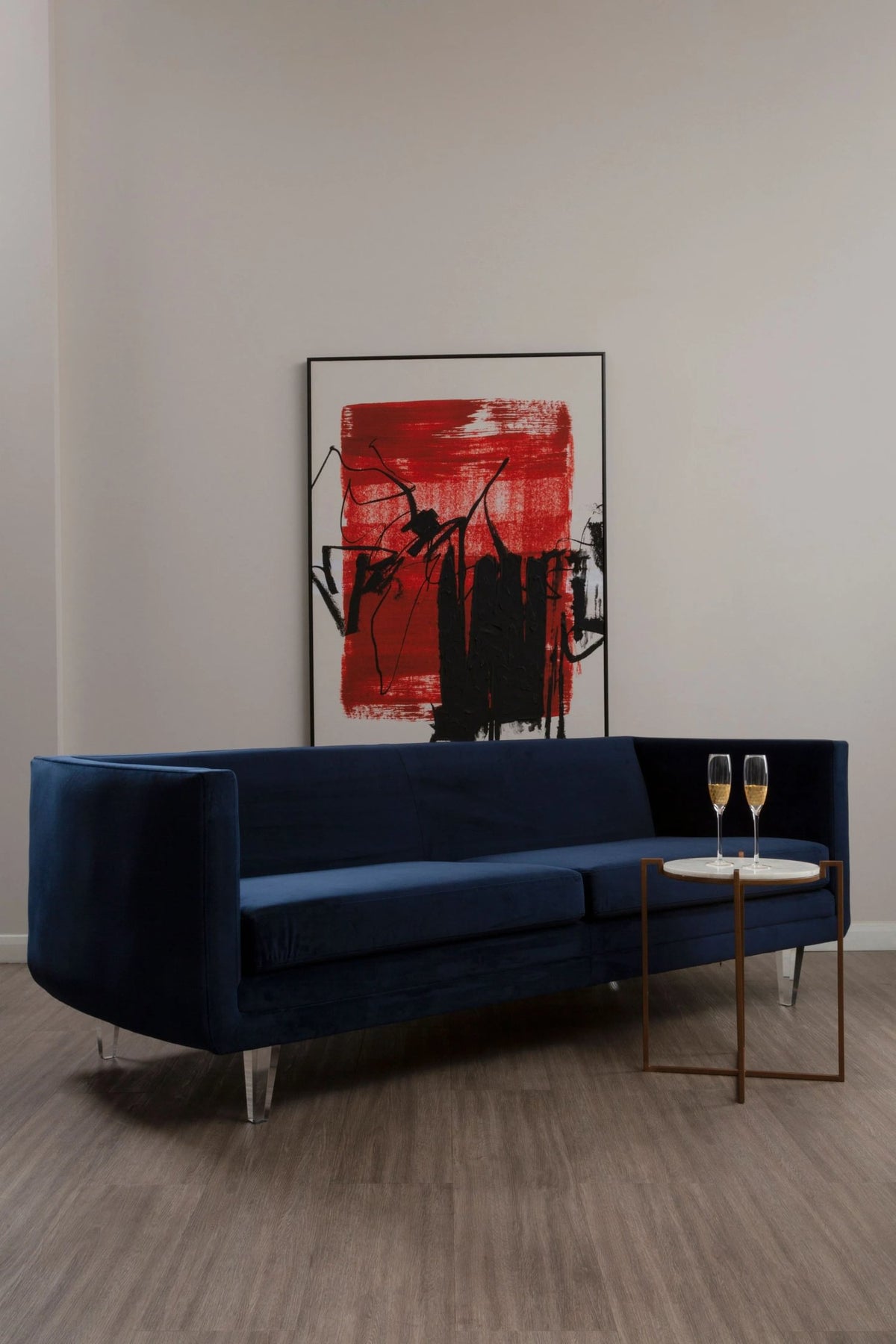Lewes Navy Velvet 3 Seater Sofa