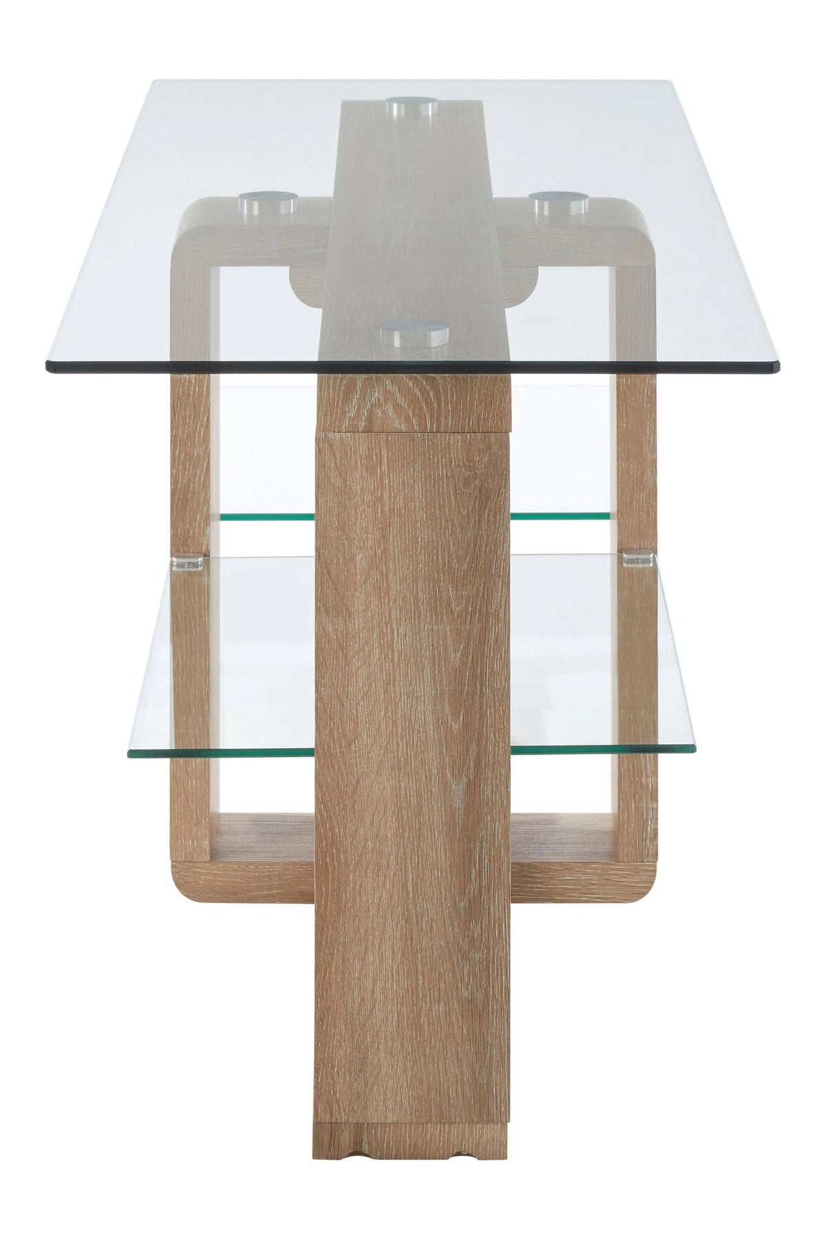 Porto 2 Tier Glass Media Unit with Wood Effect Legs
