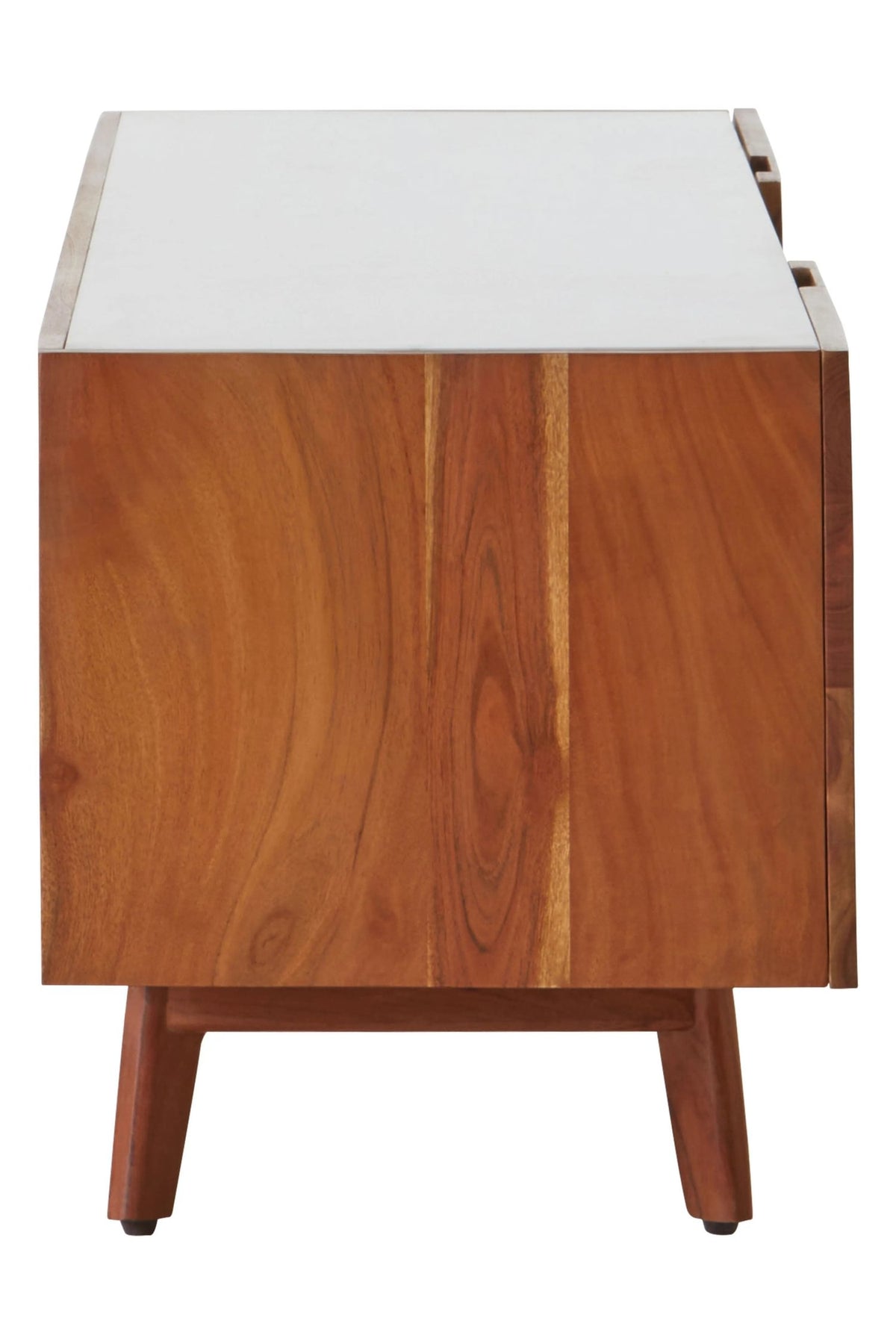 Richmond Acacia Wood and White Marble Media Unit