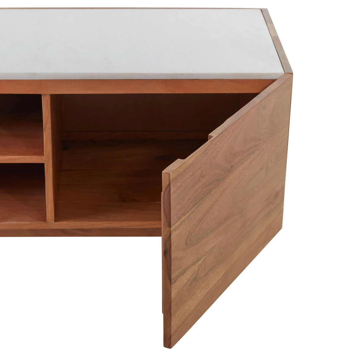 Richmond Acacia Wood and White Marble Media Unit