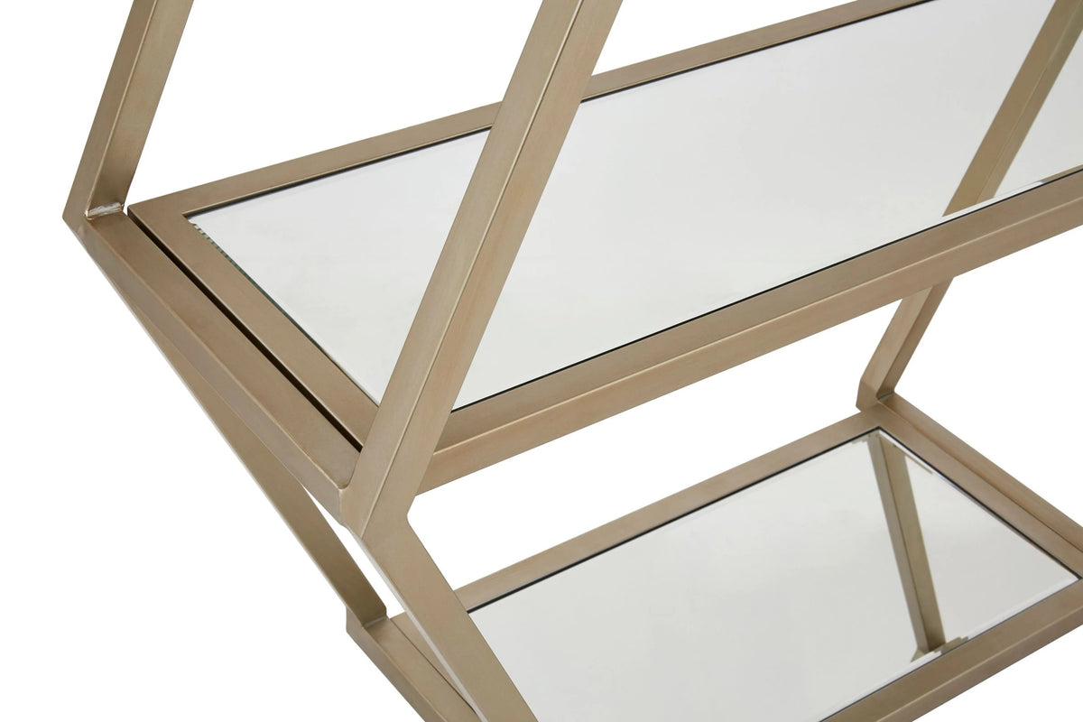 Marazion Champagne Finish Mirrored Stacked Hexagon Shelf Unit
