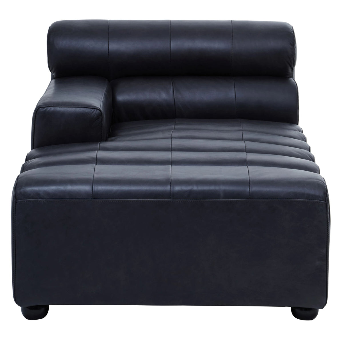 Bath Antique Black Leather Modular Chaise Sofa (left-hand)