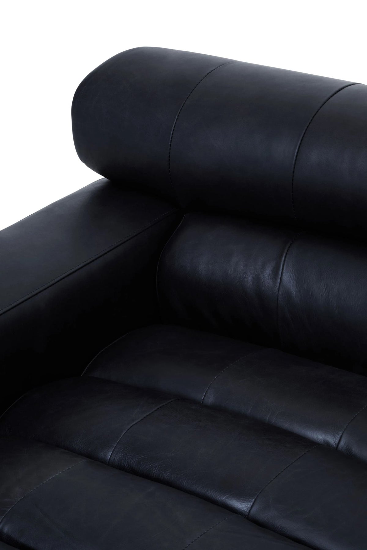 Bath Antique Black Leather Modular Chaise Sofa (left-hand)