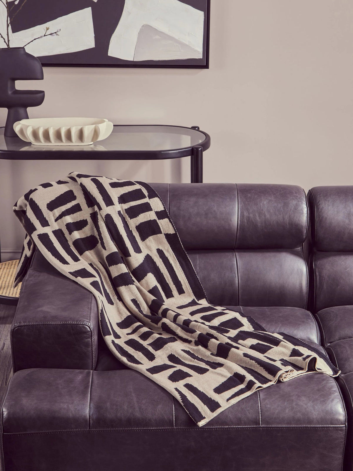 Bath Antique Black Leather Modular Chaise Sofa (left-hand)