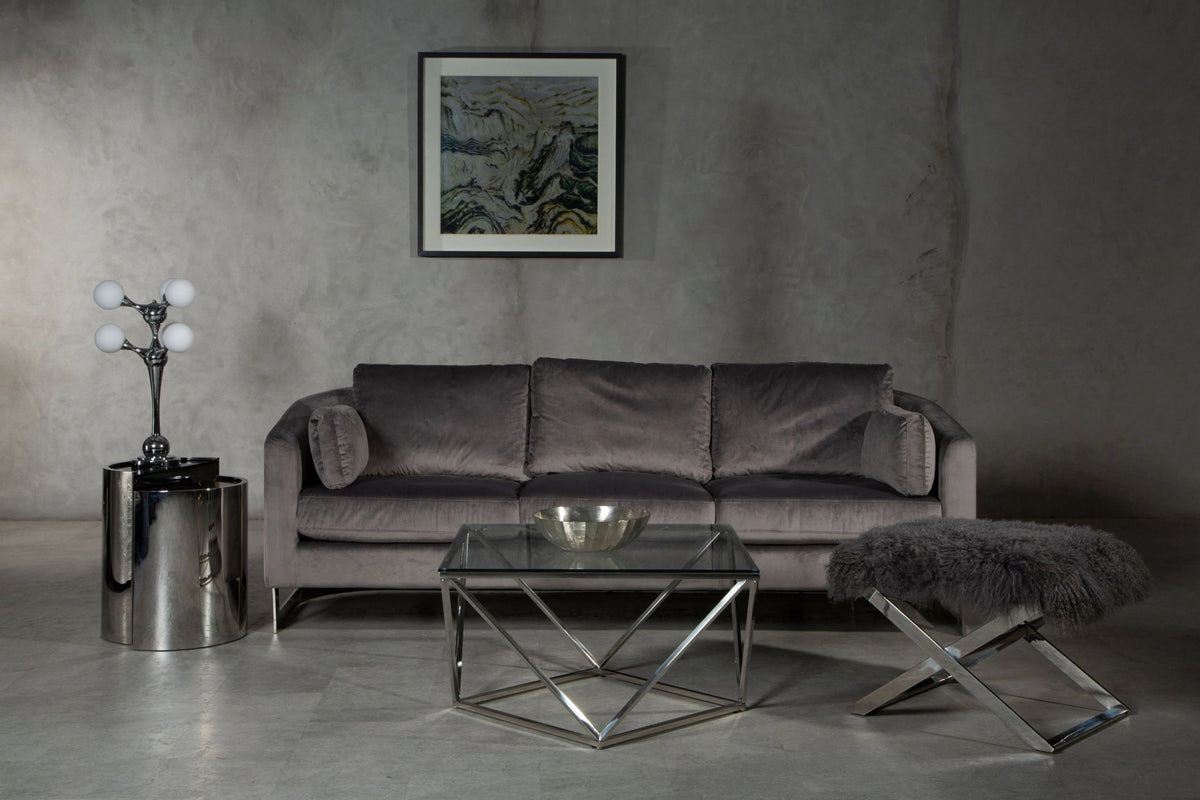 Hawes Dark Grey Cotton Velvet 3 Seat Sofa