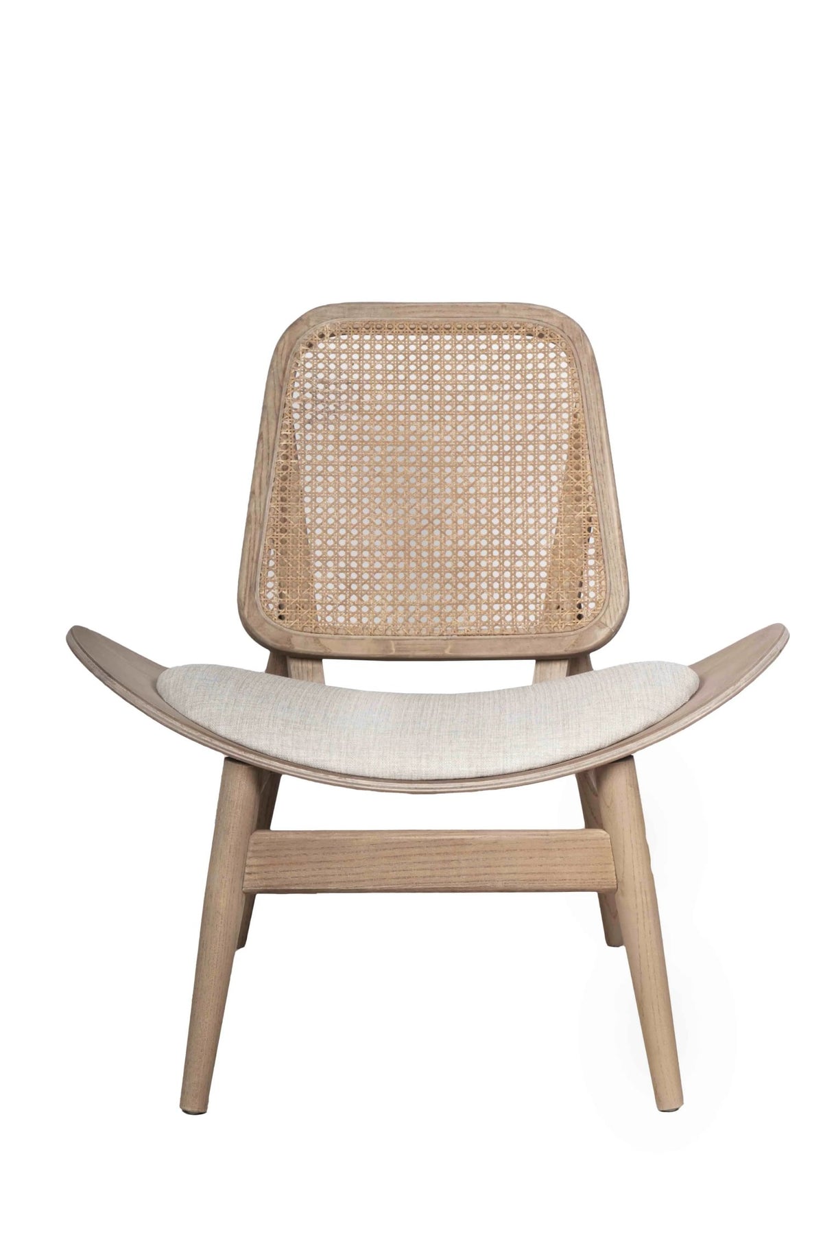Harrogate Fabric and Washed Elm Wood Chair with Cane Back