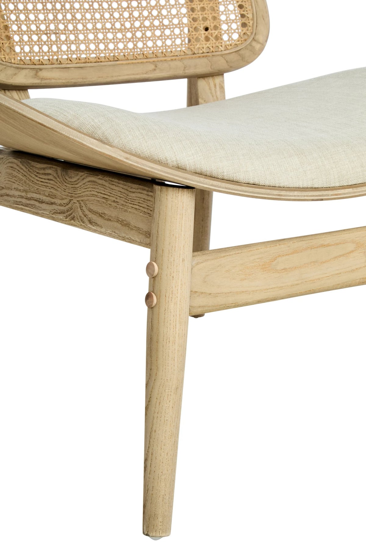 Harrogate Fabric and Washed Elm Wood Chair with Cane Back