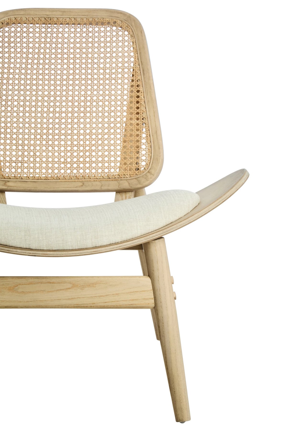 Harrogate Fabric and Washed Elm Wood Chair with Cane Back