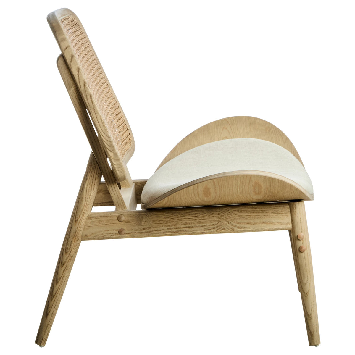 Harrogate Fabric and Washed Elm Wood Chair with Cane Back