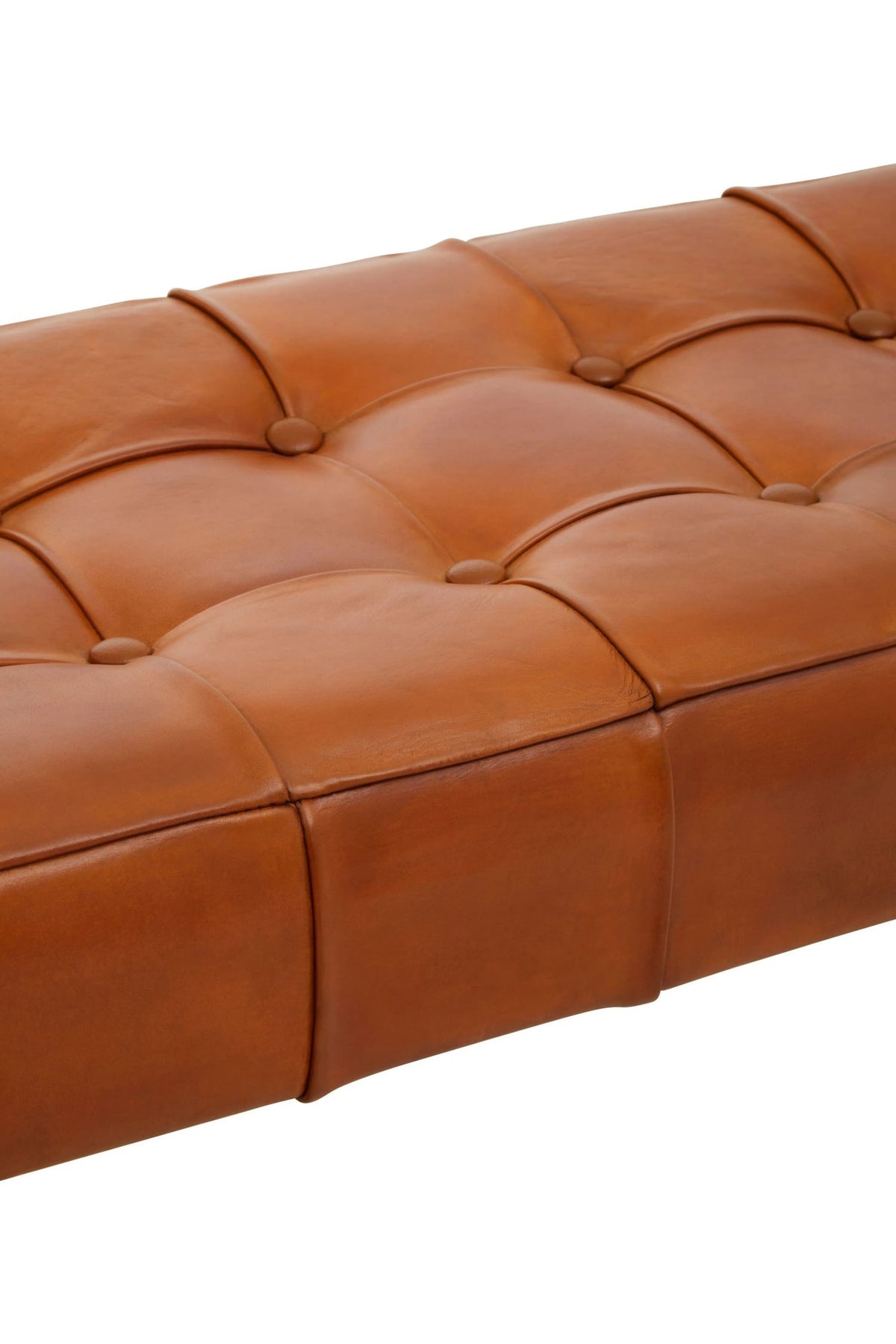 Carlton Brown Leather Bench with Cedar Wood Angular Base