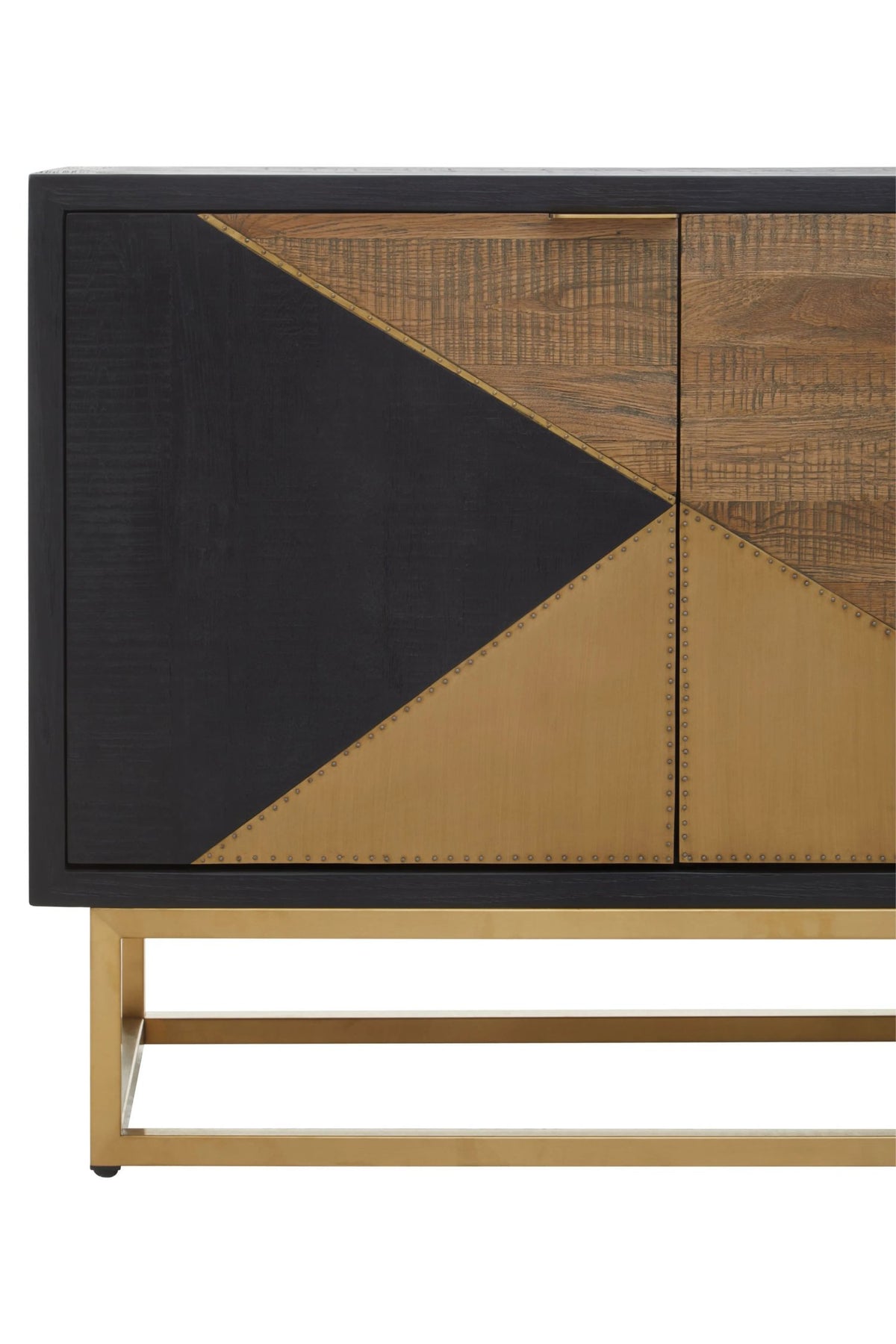 Milan Black and Natural Oak Wood Three Door Sideboard