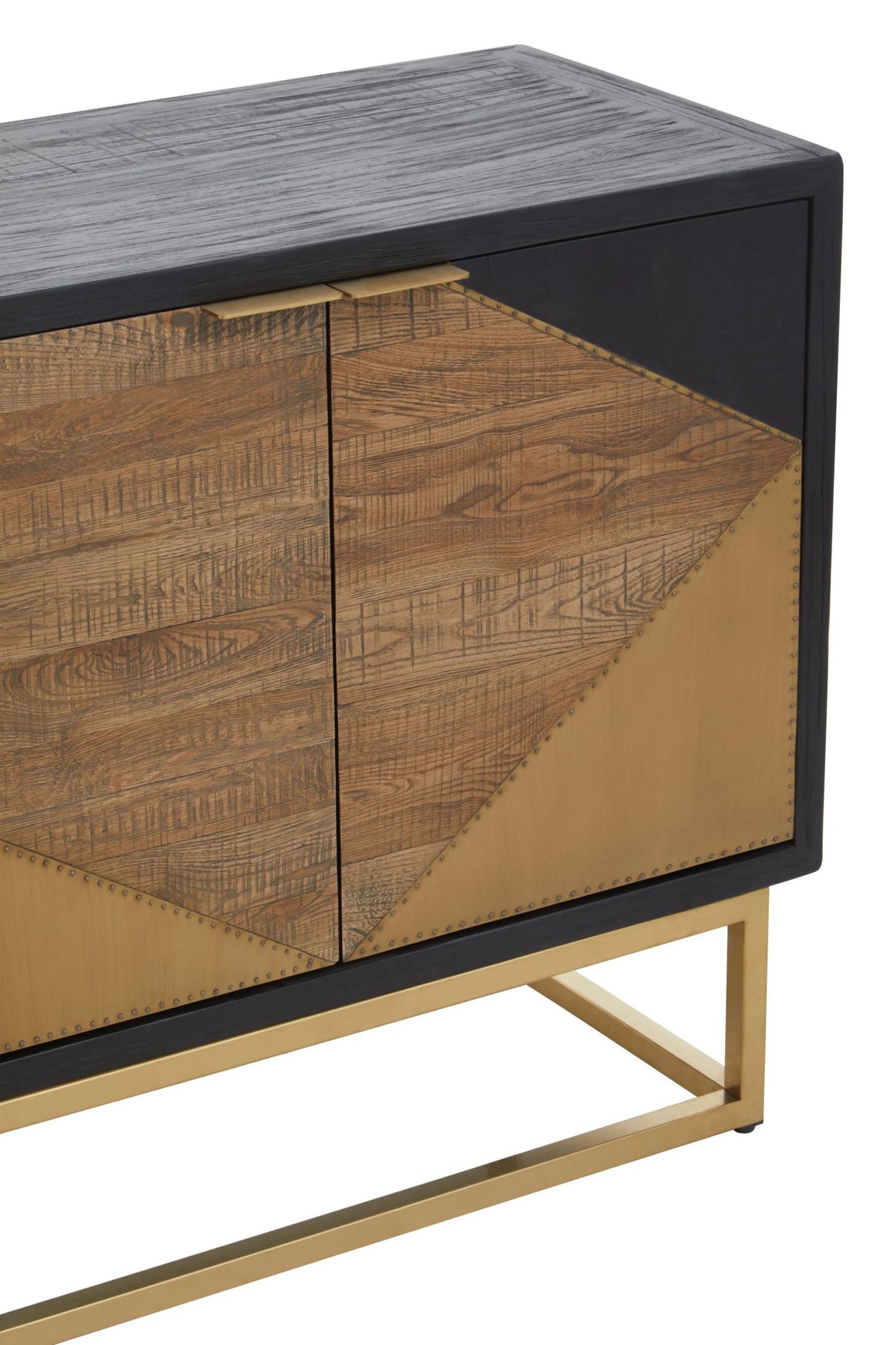Milan Black and Natural Oak Wood Three Door Sideboard