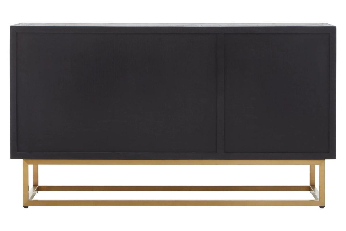 Milan Black and Natural Oak Wood Three Door Sideboard