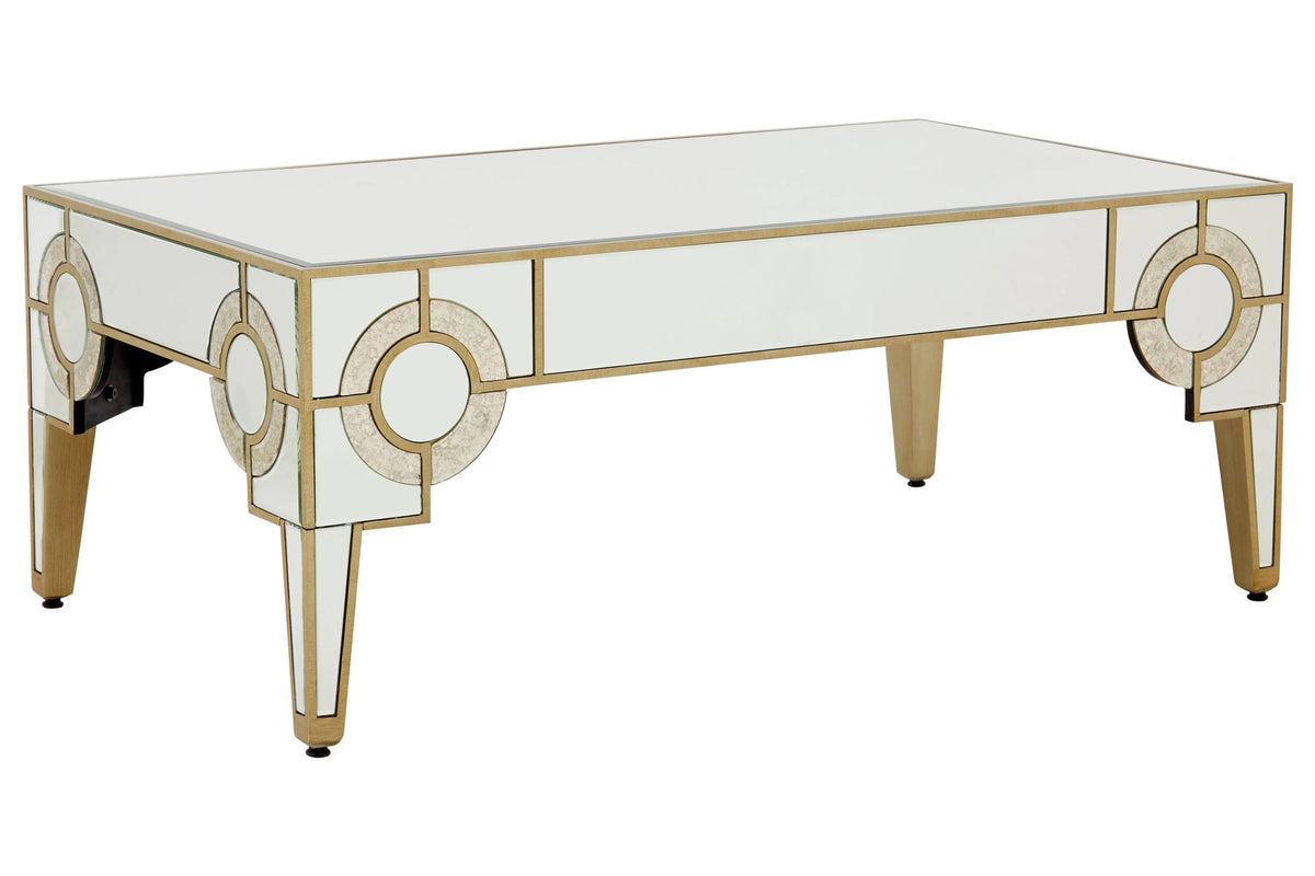 Durham Champagne Gold and Mirrored Coffee Table