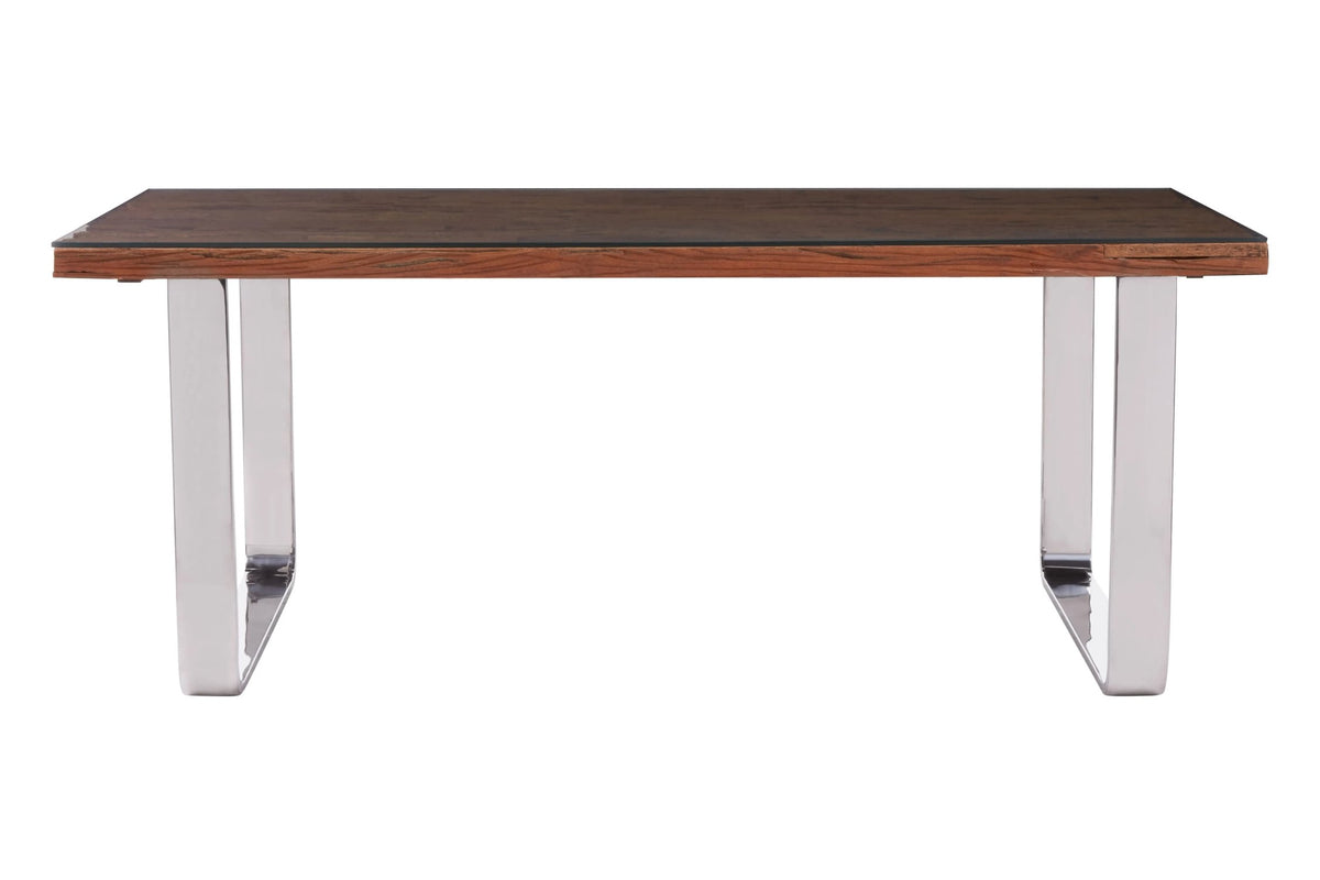 Madison Recycled Natural Wood Dining Table with Curved Legs