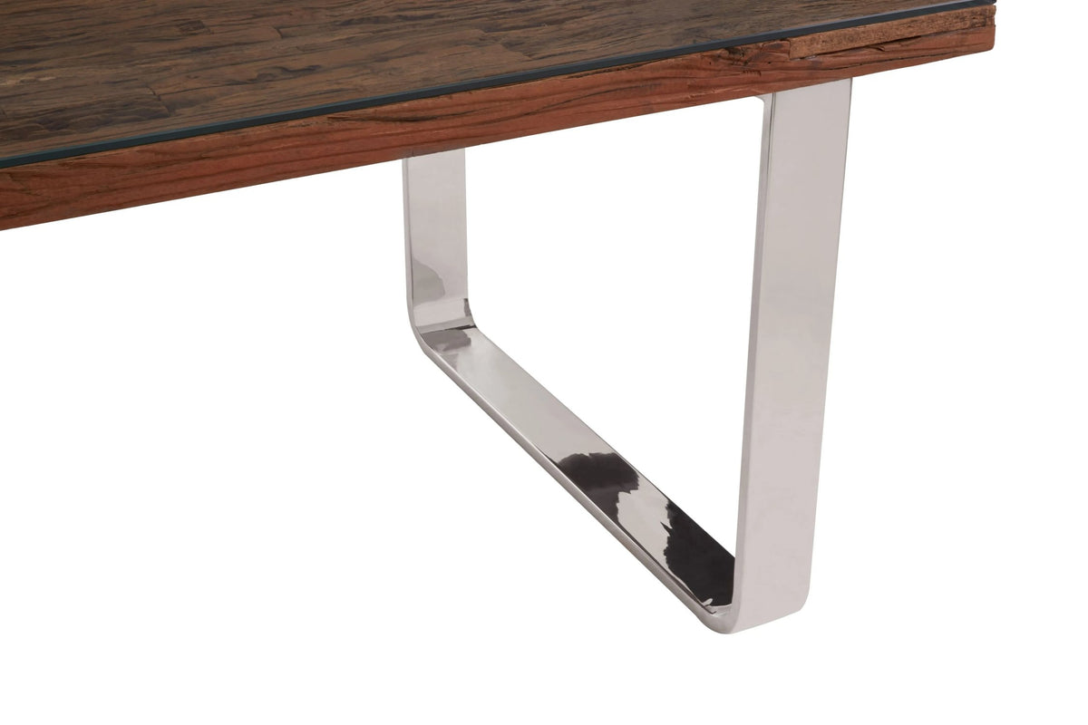 Madison Recycled Natural Wood Dining Table with Curved Legs