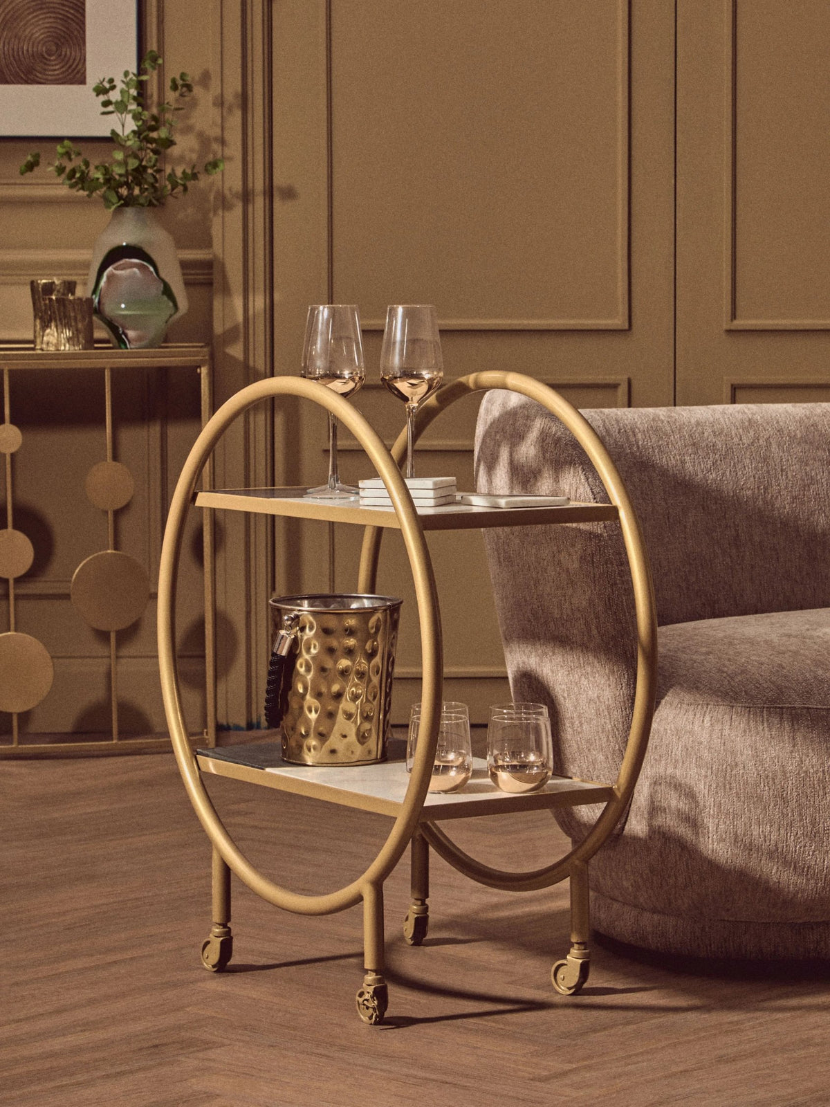 Lichfield Marble 2 Tier Round Shelf Or Bar Unit