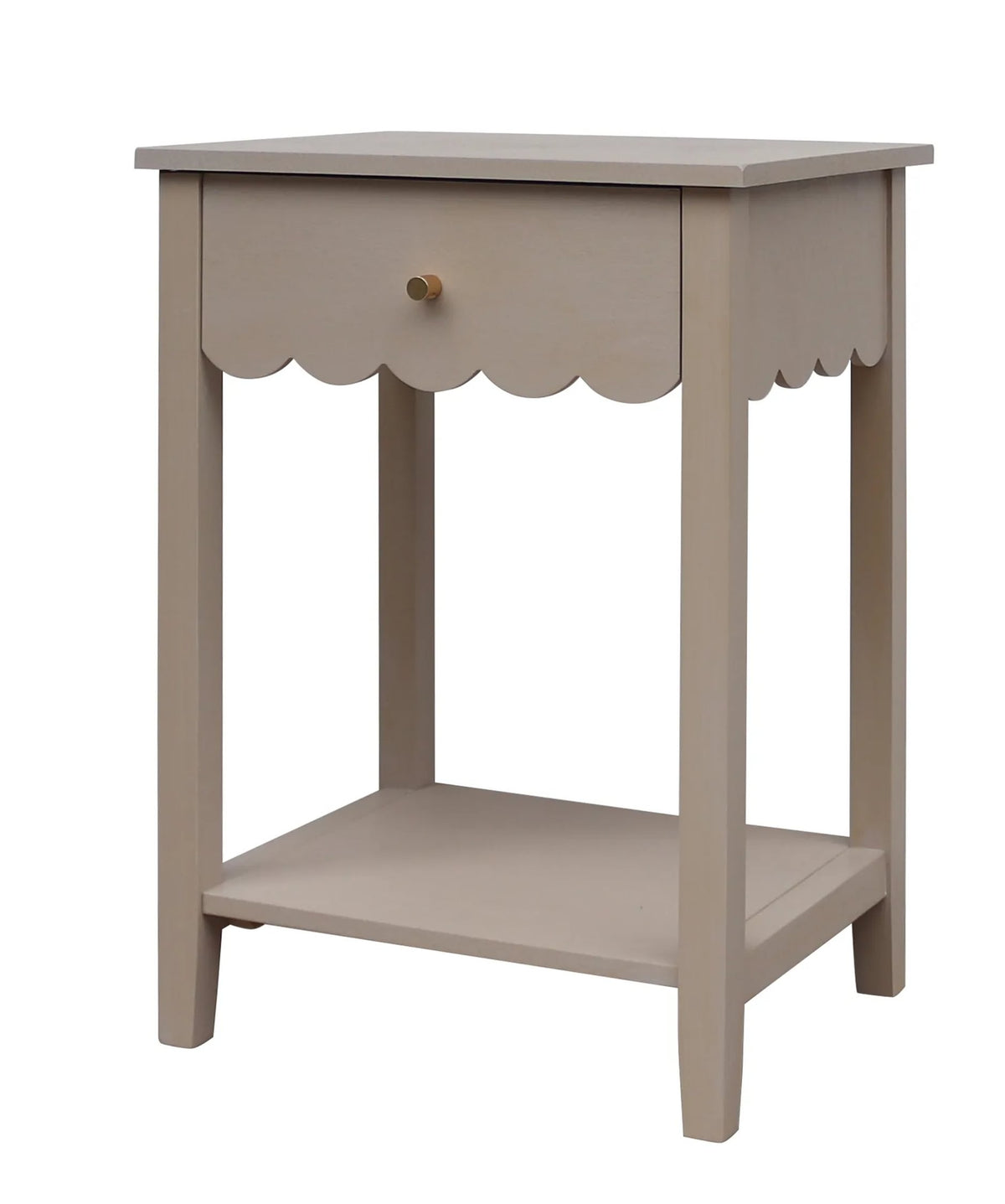 Savoy Taupe One Drawer Scallop Edge Wooden Bedside Table