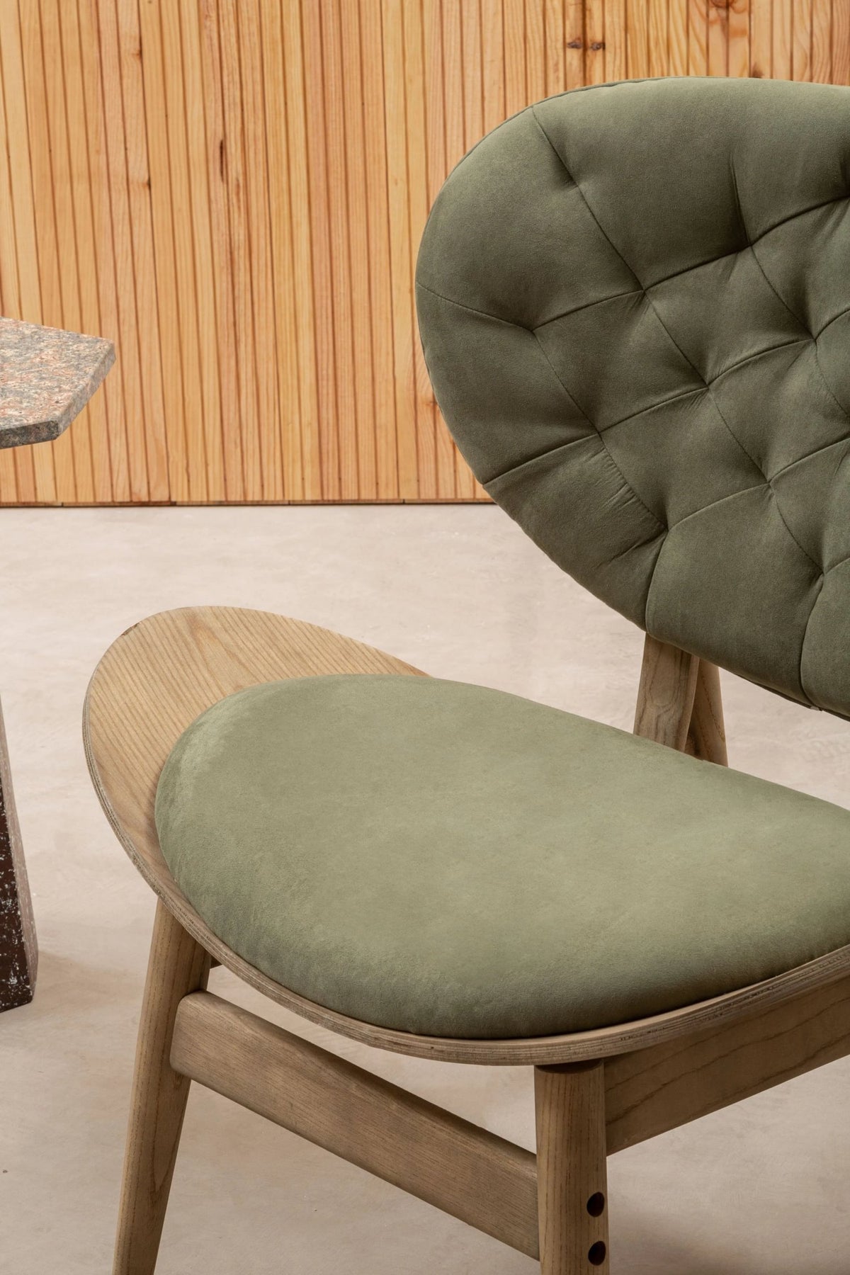 Harrogate Green Velvet Chair with Grey Elm Wood Frame
