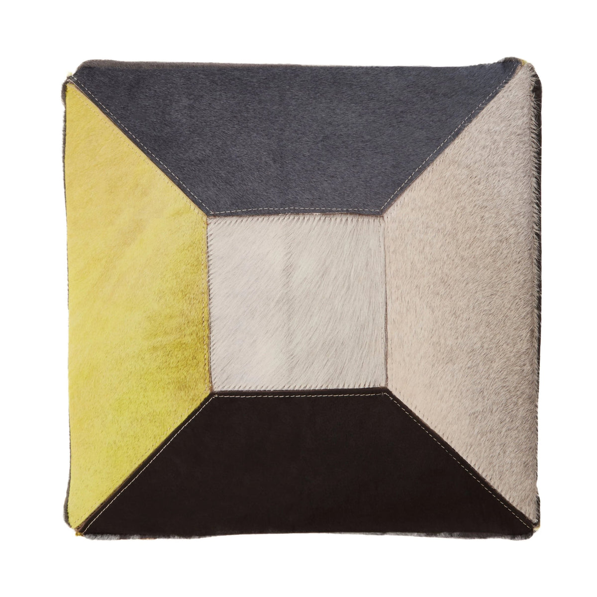 Wareham Geometric Design Hair On Leather Pouffe