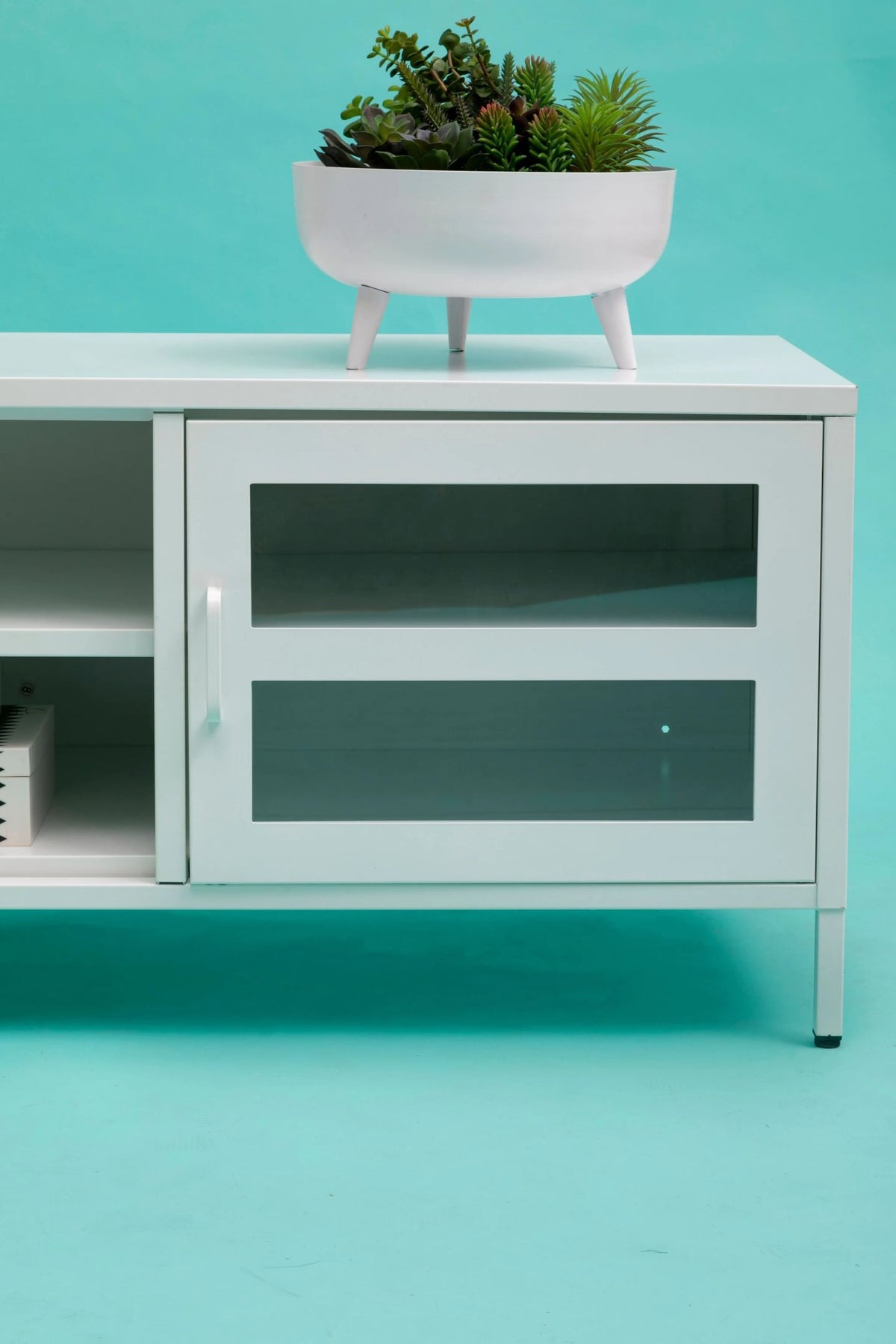 Cambridge Two Door Metal Media Unit #colour_white