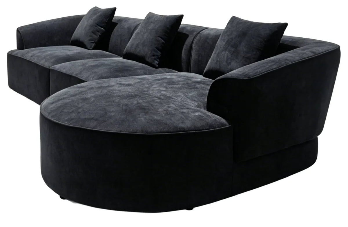 Stow Textured 3 Seater Corner Chaise Sofa #colour_black