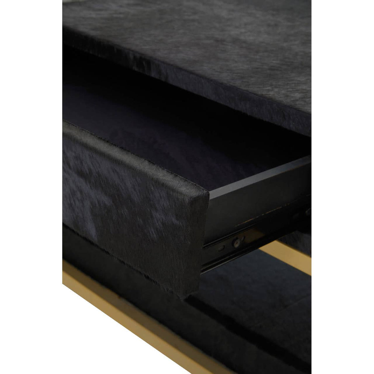 Vienna Black Hair On Leather Coffee Table with Metal Frame