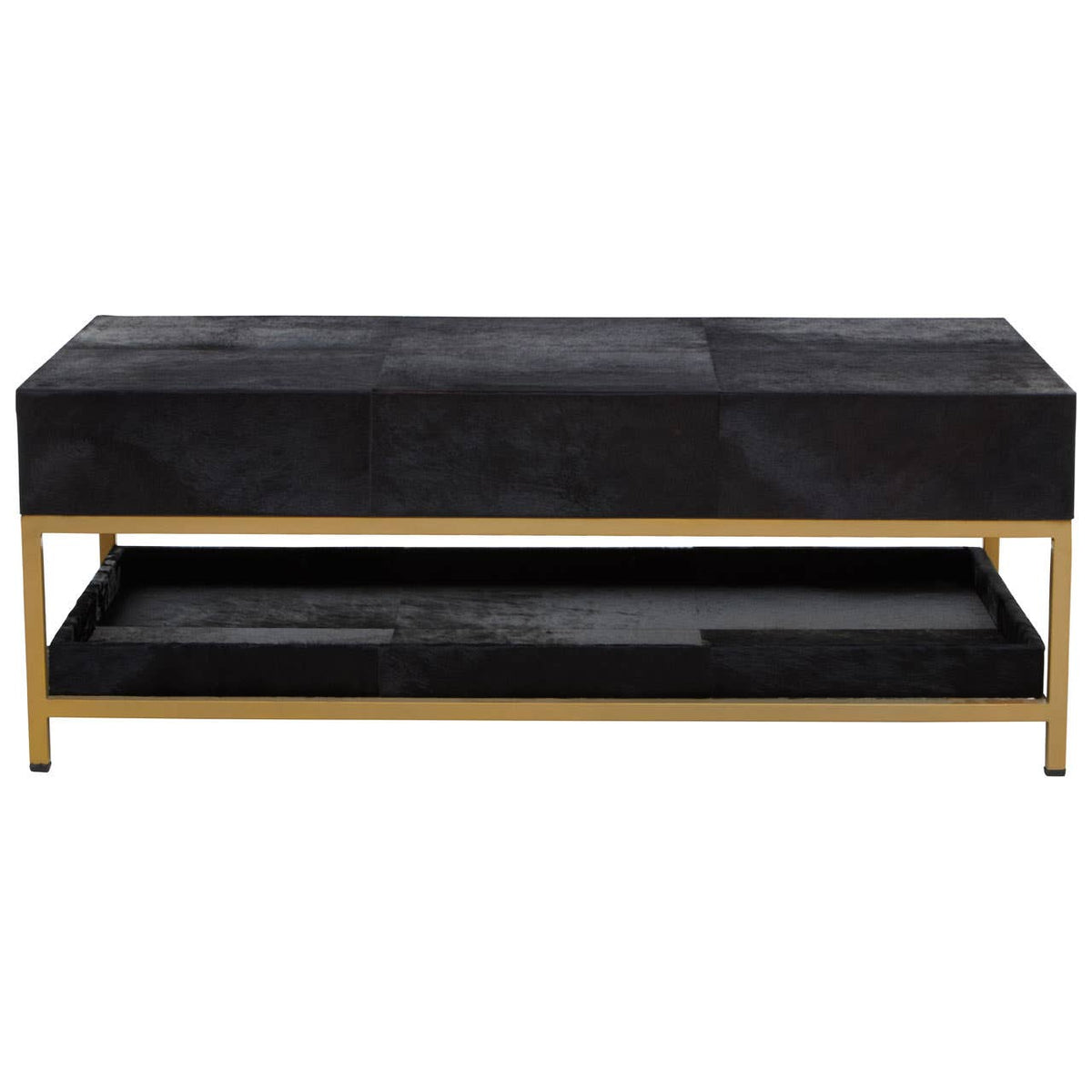 Vienna Black Hair On Leather Coffee Table with Metal Frame