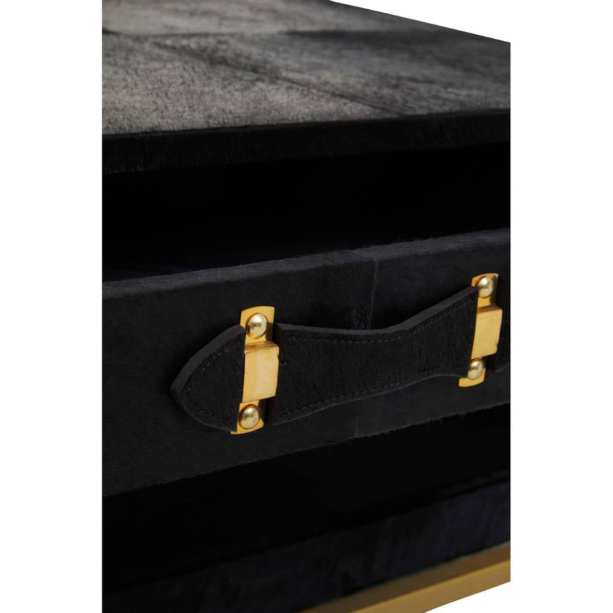 Vienna Black Hair On Leather Coffee Table with Metal Frame