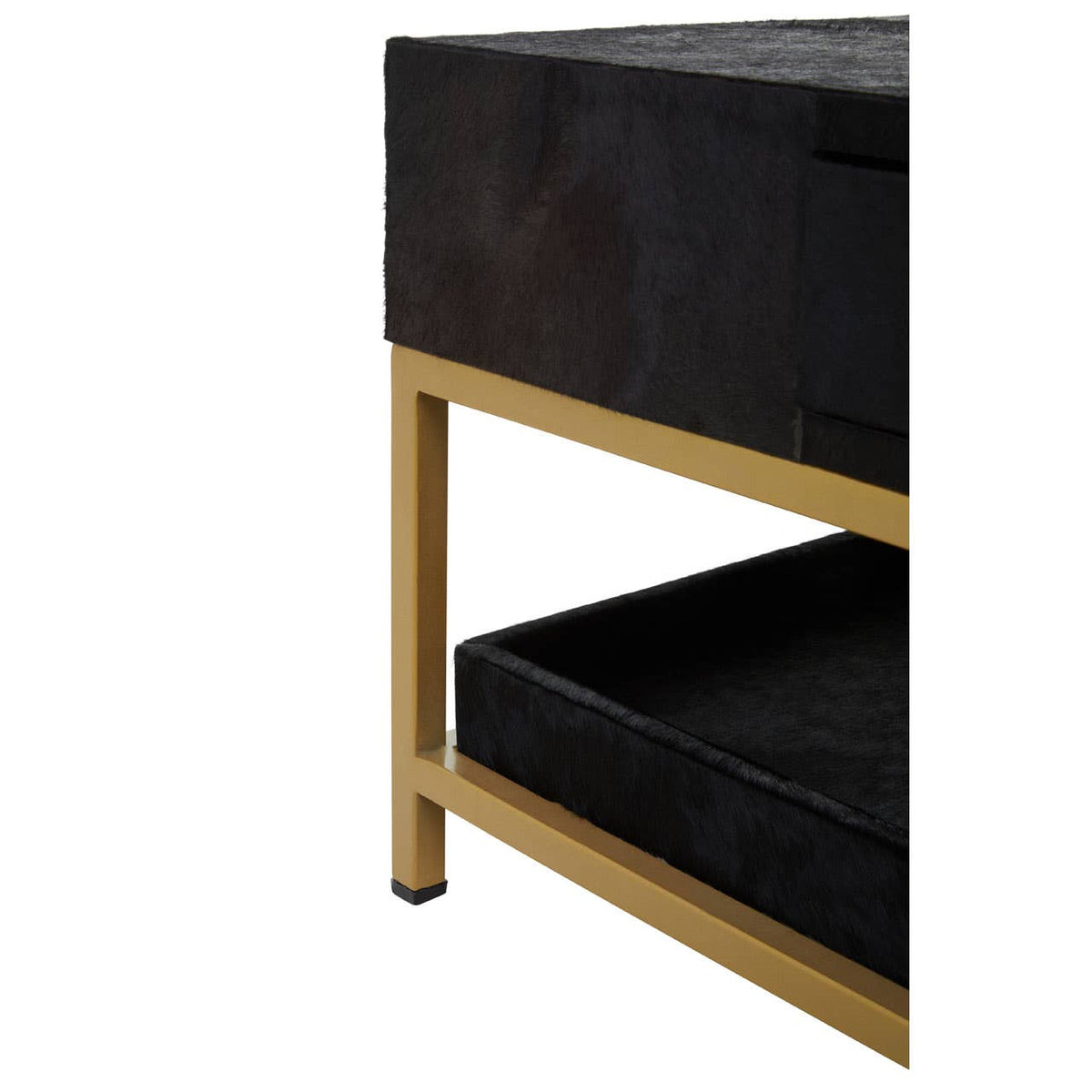 Vienna Black Hair On Leather Coffee Table with Metal Frame